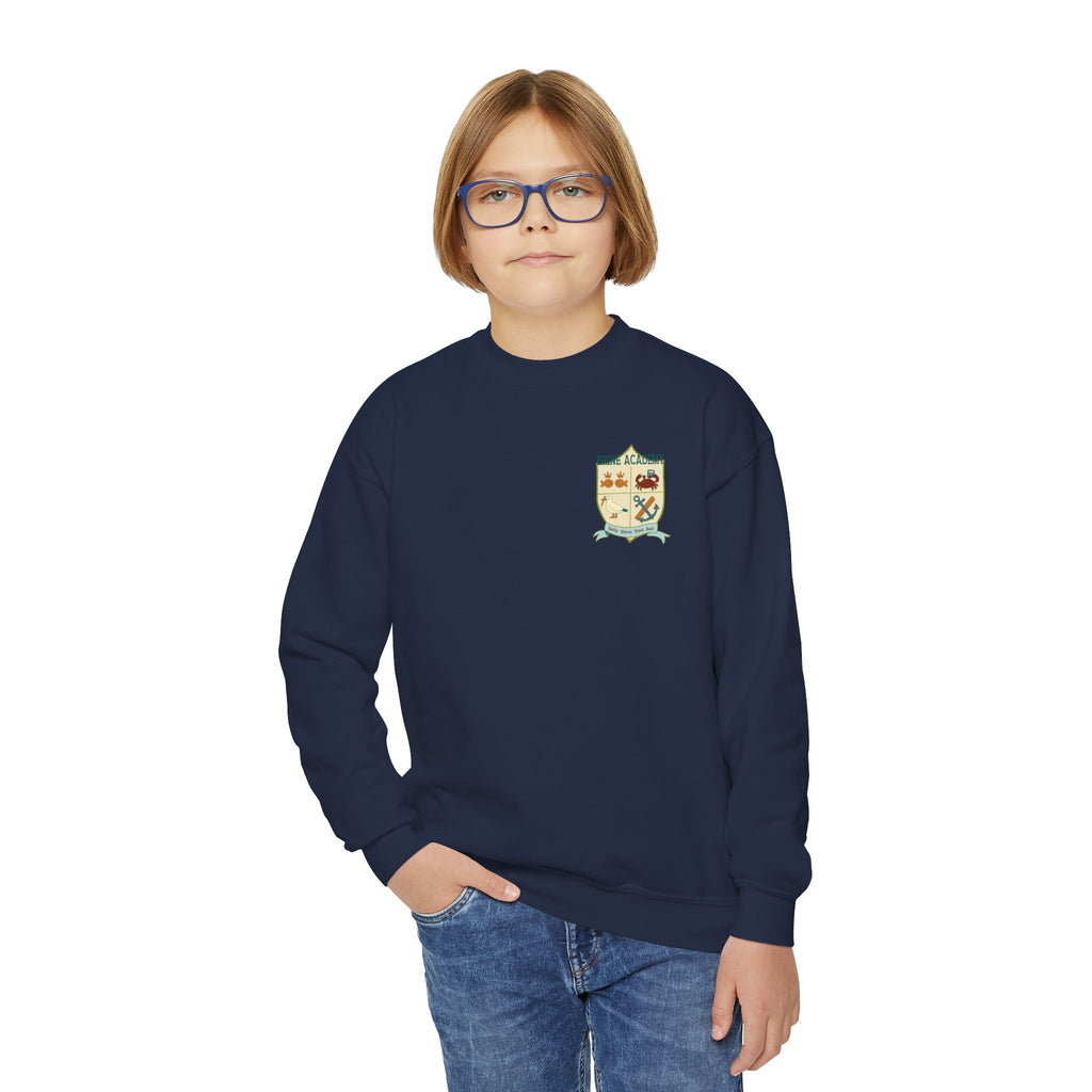 Youth Crewneck Sweatshirt — "Salty Since First Bell" Back‑Print School Spirit Sweatshirt