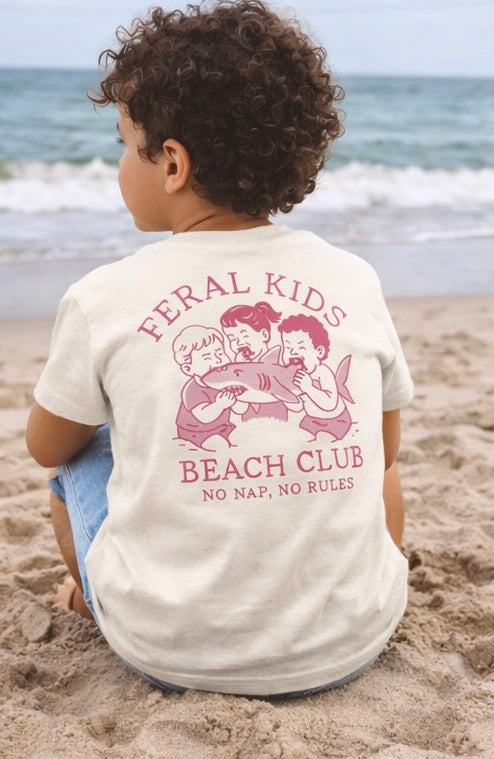 Feral Kids Beach Club Youth Tee – No Nap No Rules Kids Graphic Shirt