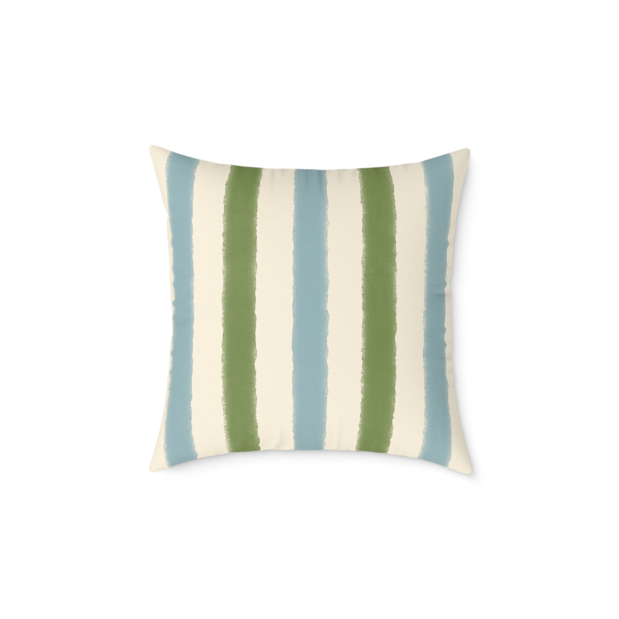 Vintage Playroom Stripe Pattern Square Pillow — Pastel Nursery Throw Cushion