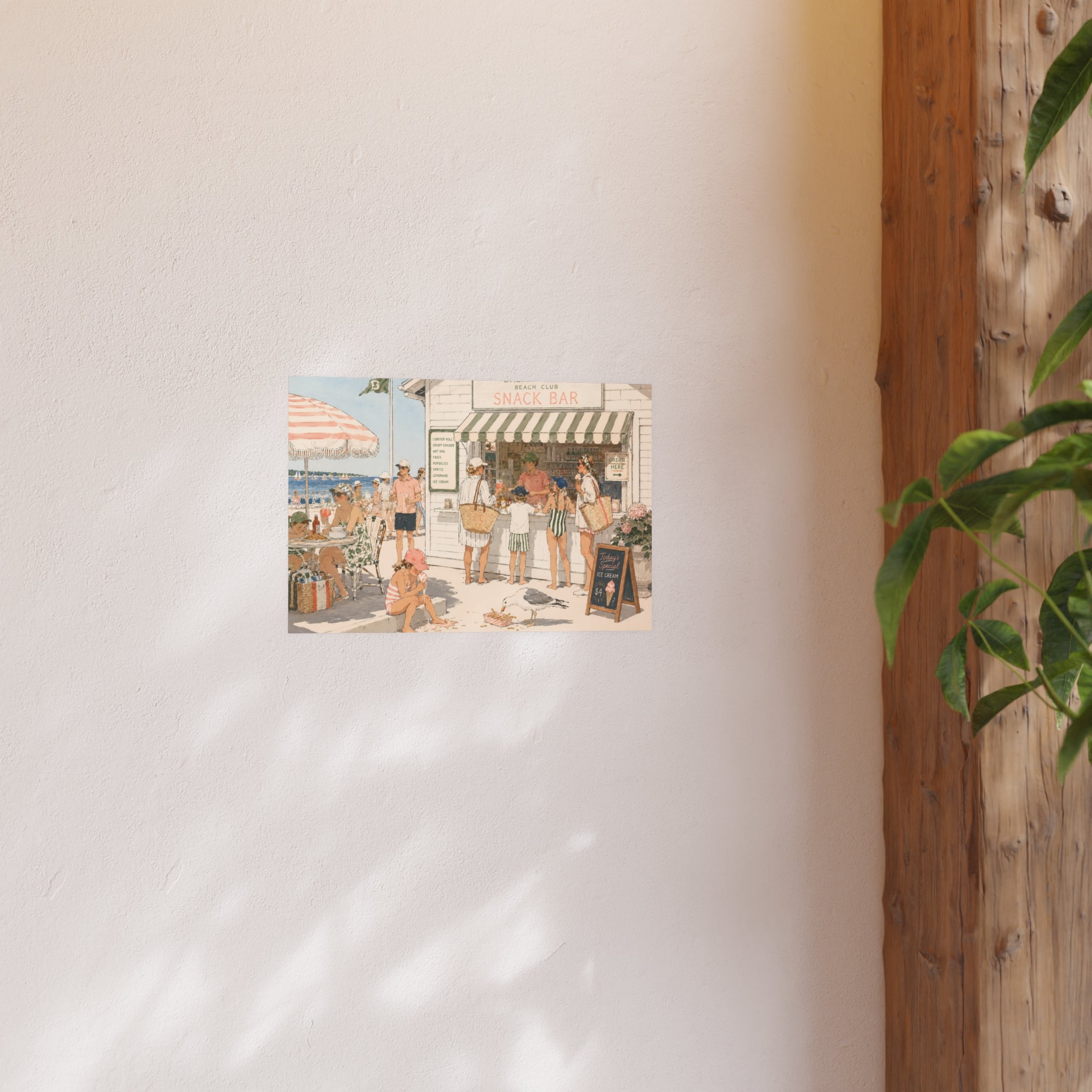 Beach Snack Bar Poster — Vintage Seaside Art Print (Satin or Archival Matte)