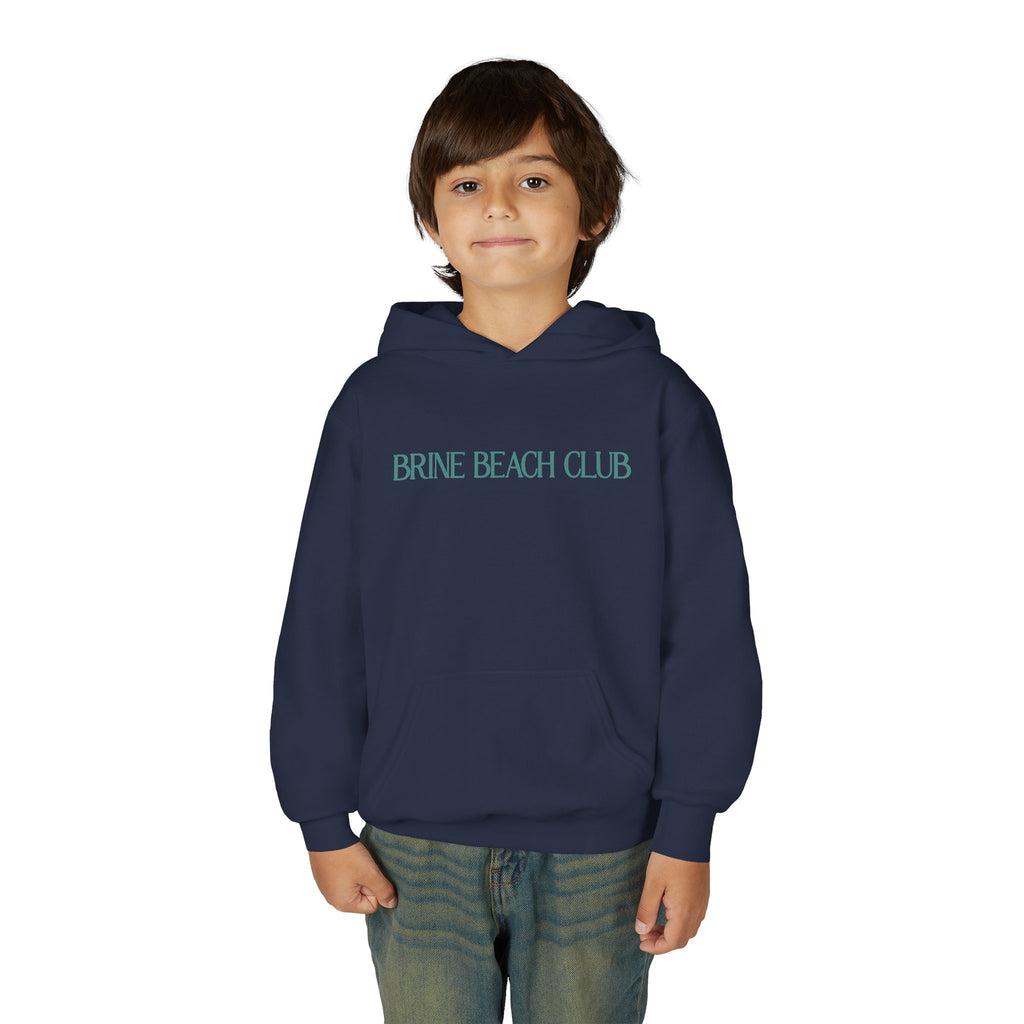 Brine Beach Club Youth Hoodie — "Stay For Sunset” Surf Waves Sun Pullover