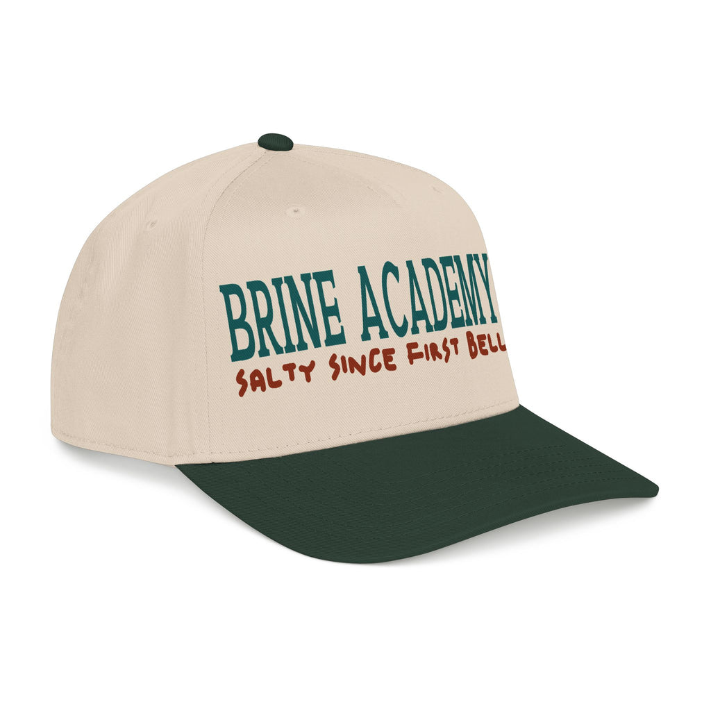 Brine Academy Mid Profile Baseball Cap — “Salty Since First Bell” wordmark Hat