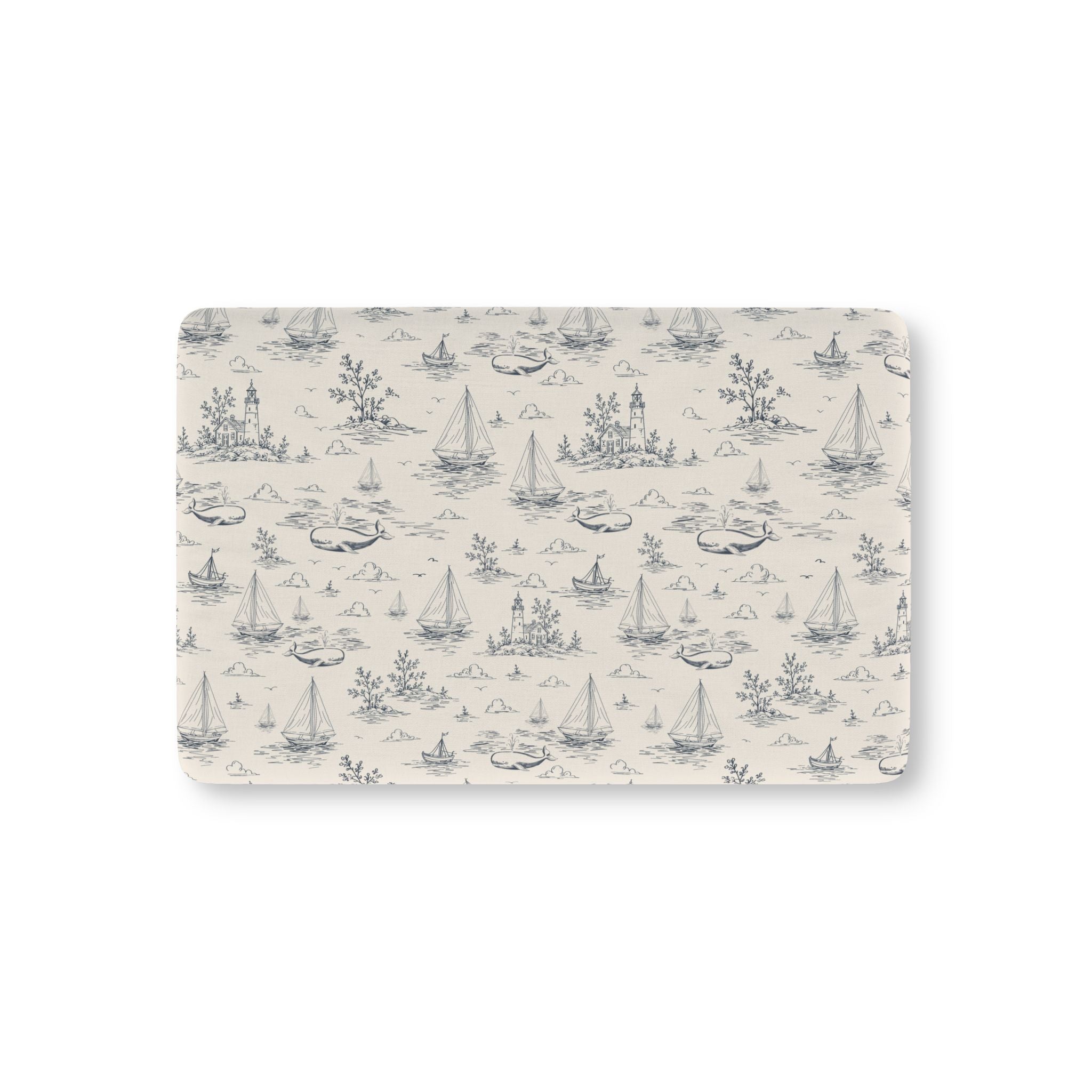 Whale Song Toile Baby Fitted Crib Sheet | Nautical Ocean Nursery