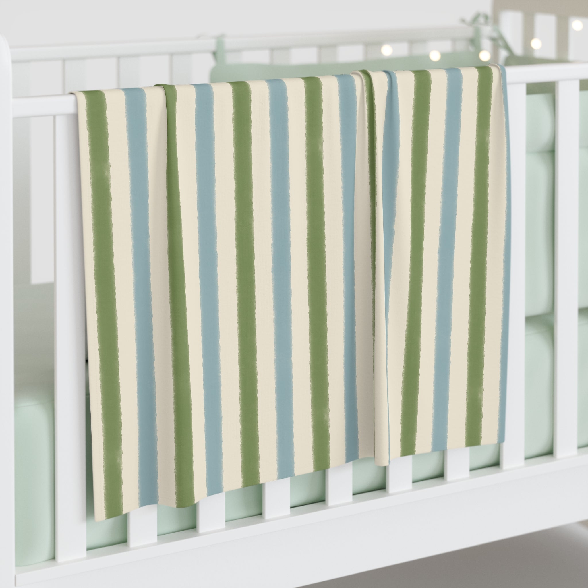 Vintage Watercolor Stripe Baby Swaddle Blanket — Playroom Newborn Gift