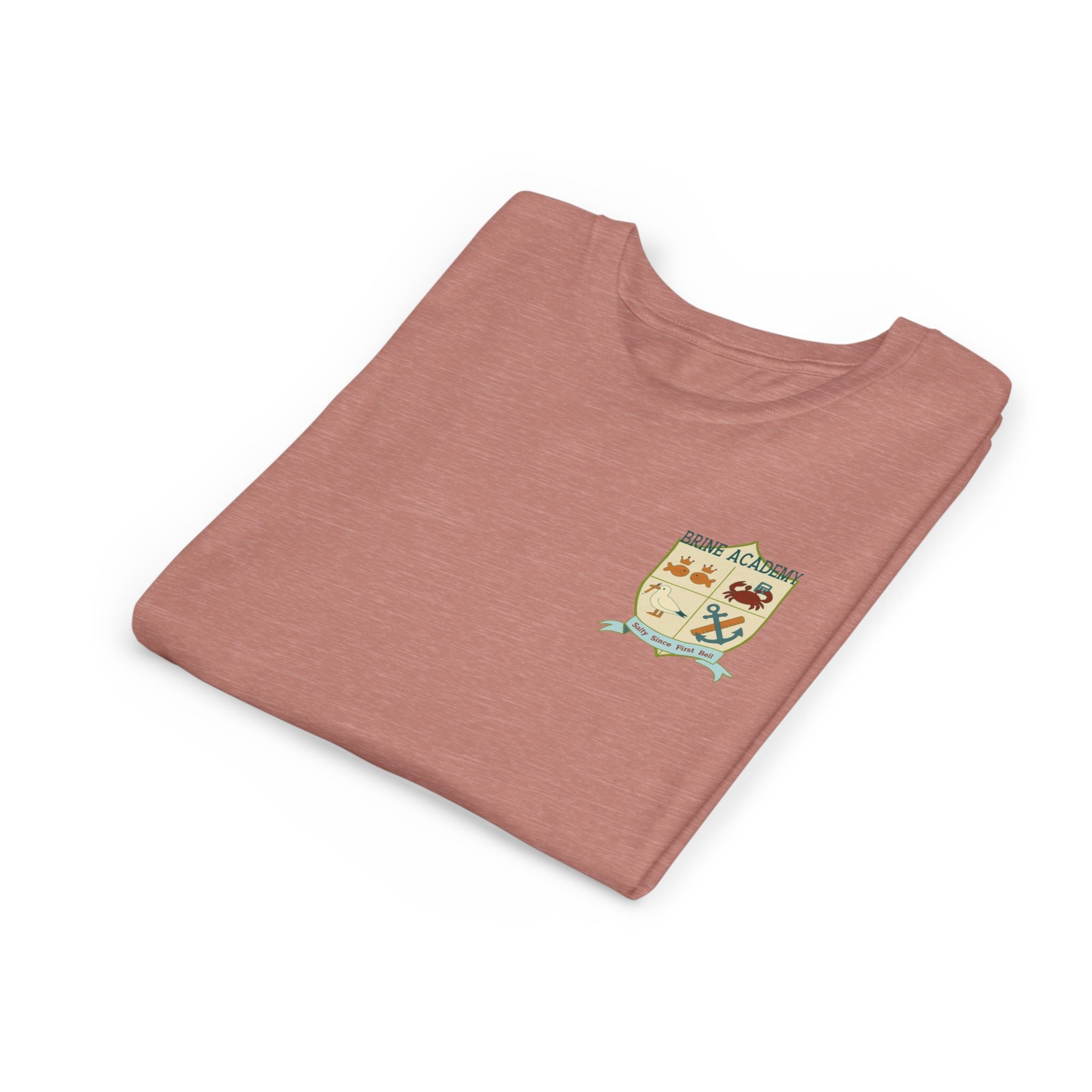Youth Tee — "Salty Since First Bell" Brine Academy Crest School Spirit Shirt