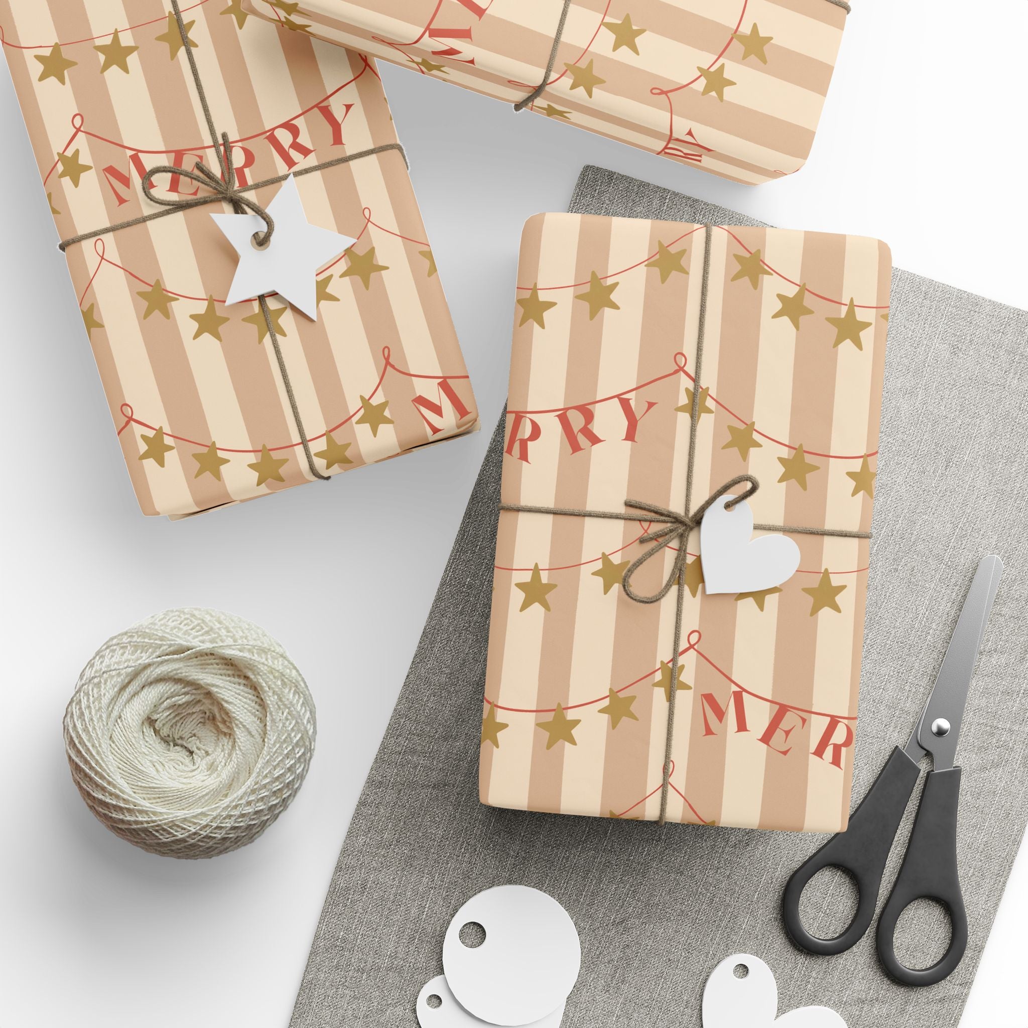 Vintage Star Garland Holiday Wrapping Paper