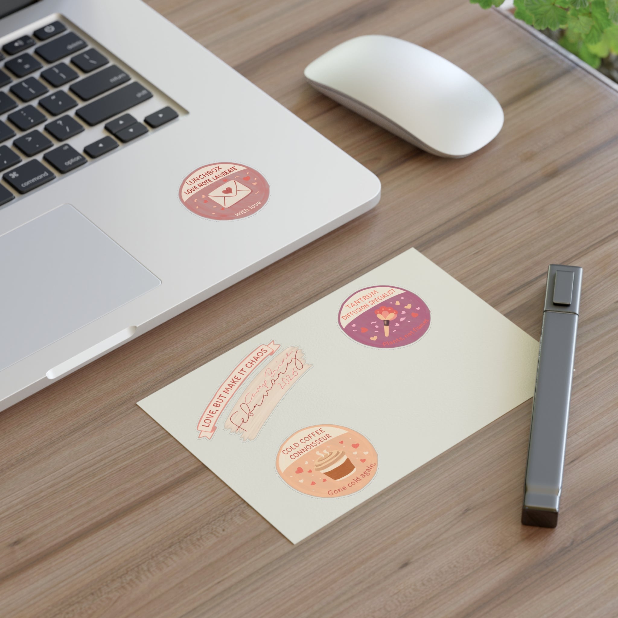 Playful Self-Care Sticker Sheet — ‘Love, But Make It Chaos’ Valentine Badge Stickers