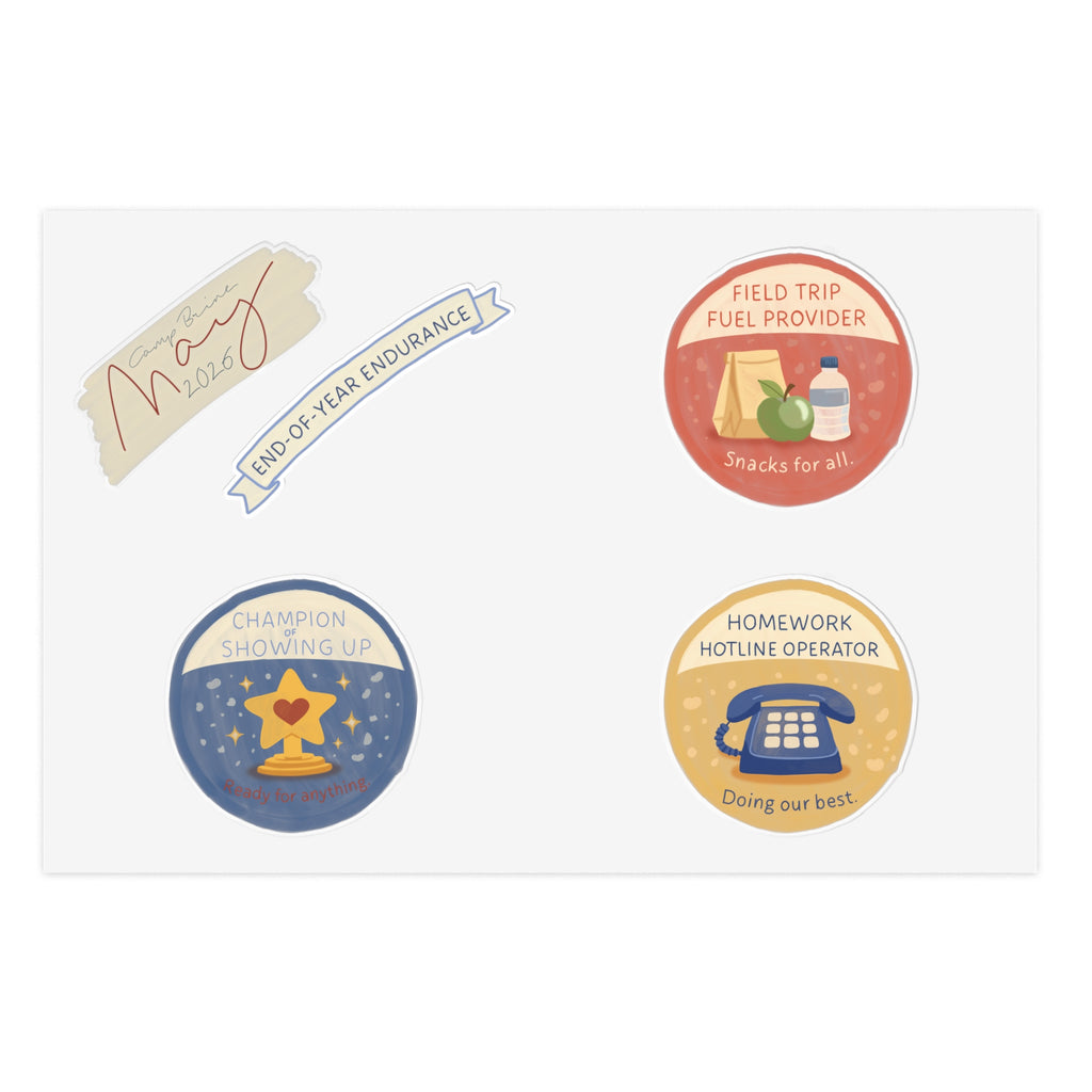 Camp Brine Mom Merit Badge Sticker Sheets — End of Year May 2026