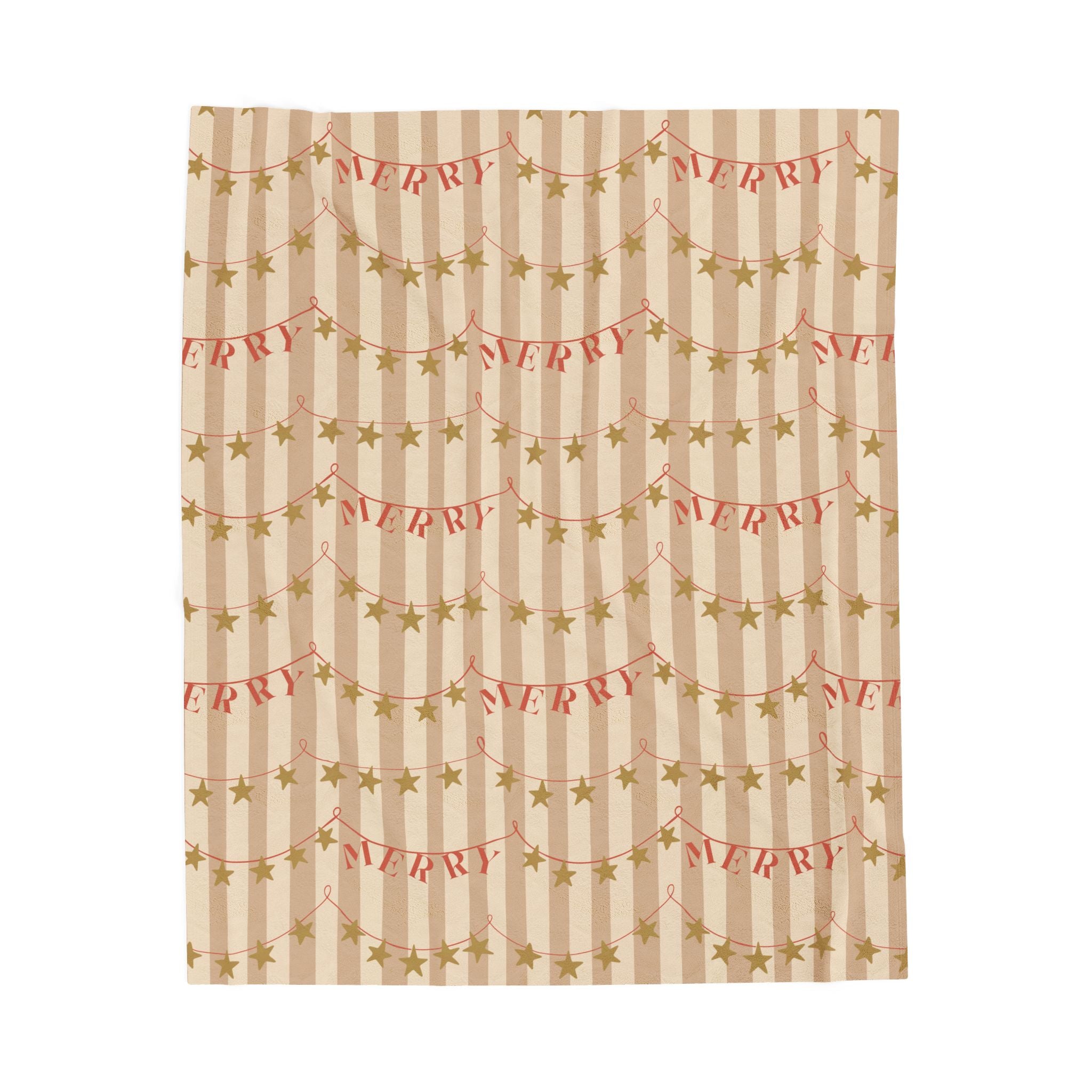 Merry Garland Velveteen Plush Blanket — Cozy Holiday Throw with Star & Banner Design