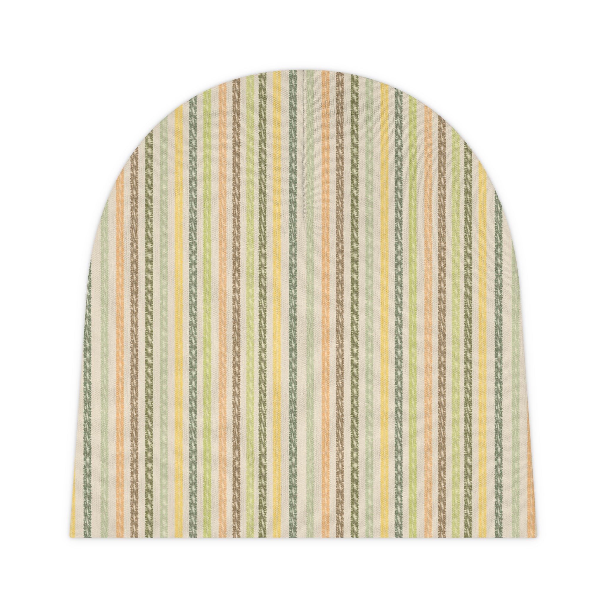 Striped Pastel Baby Beanie — Soft Neutral Newborn Hat