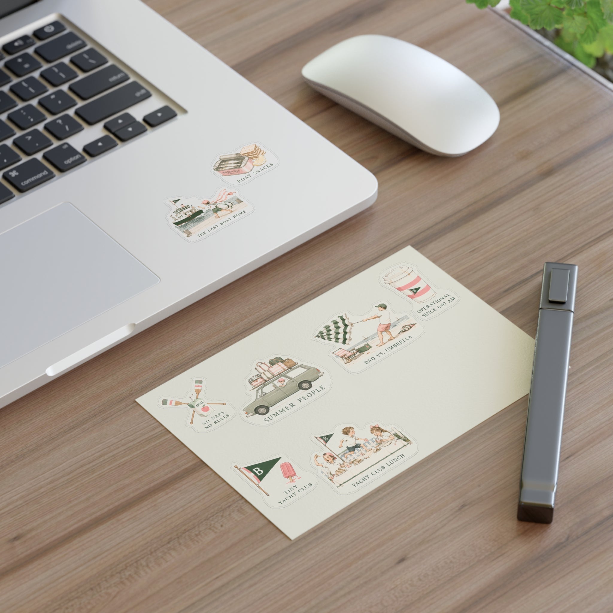 Summer People Sticker Sheet — Vintage Yacht Club Scenes