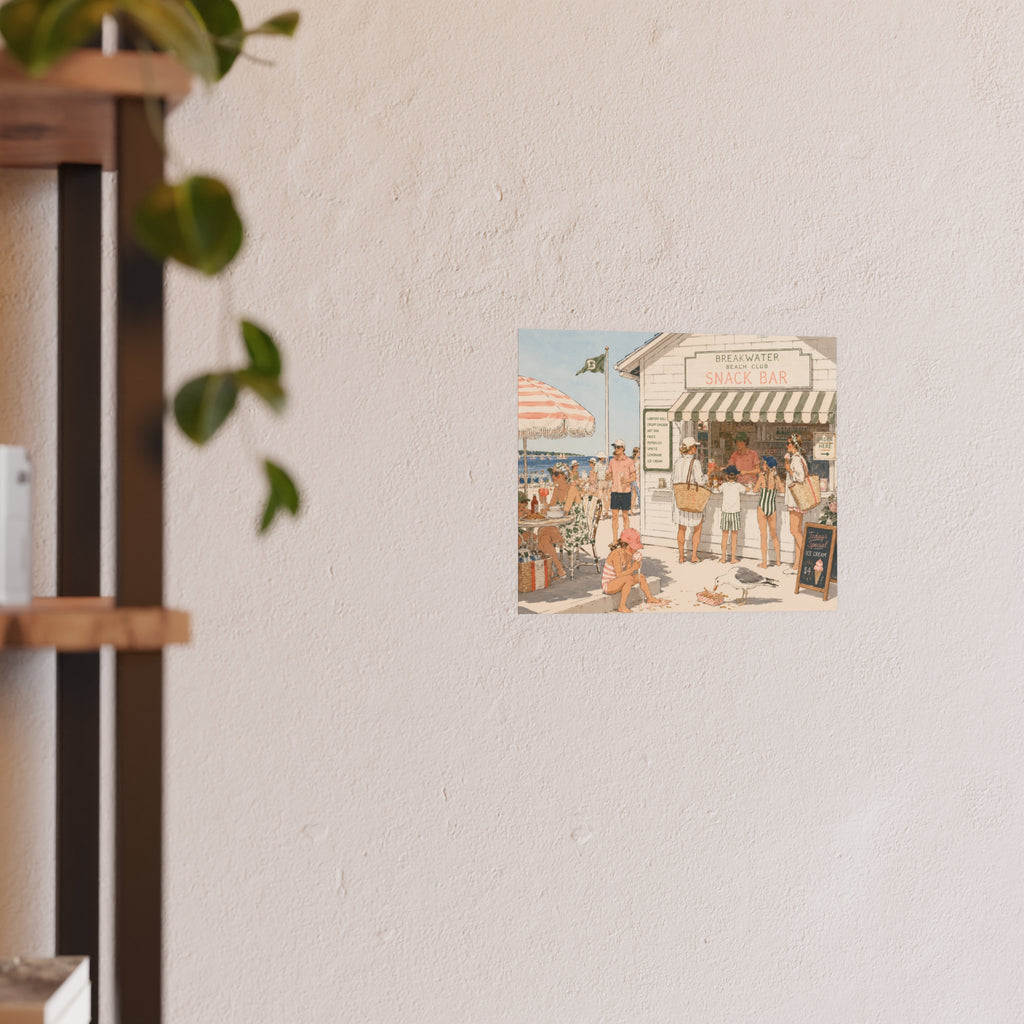 Beach Snack Bar Poster — Vintage Seaside Art Print (Satin or Archival Matte)