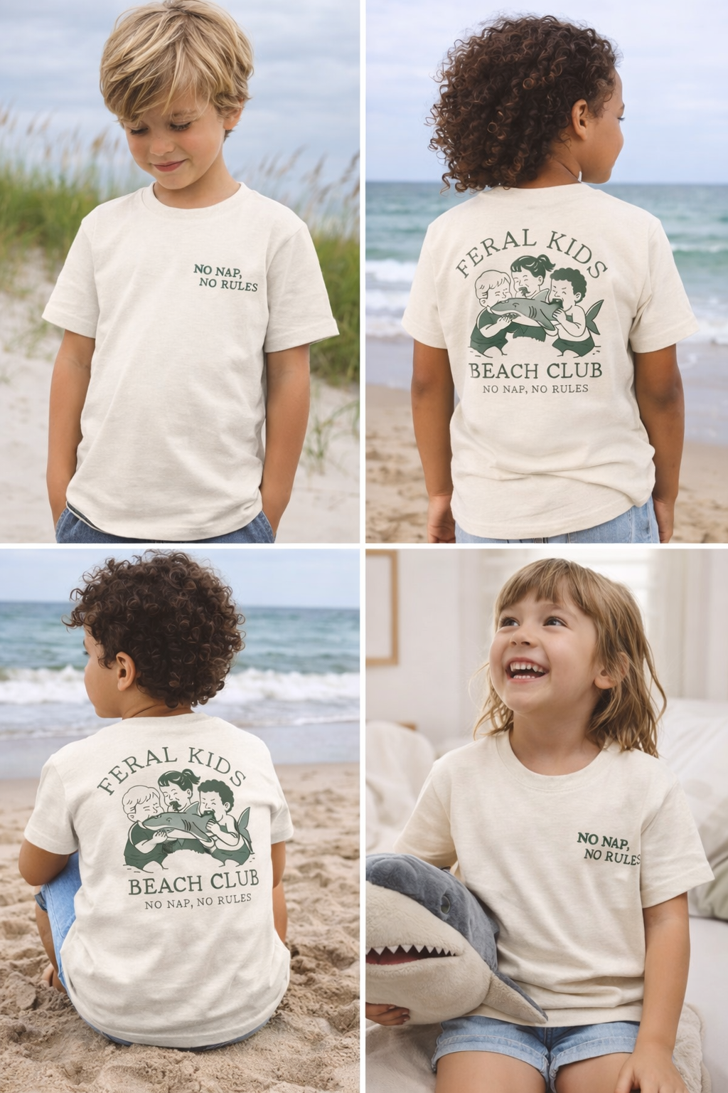 Feral Kids Beach Club Youth Tee – No Nap No Rules Kids Graphic Shirt