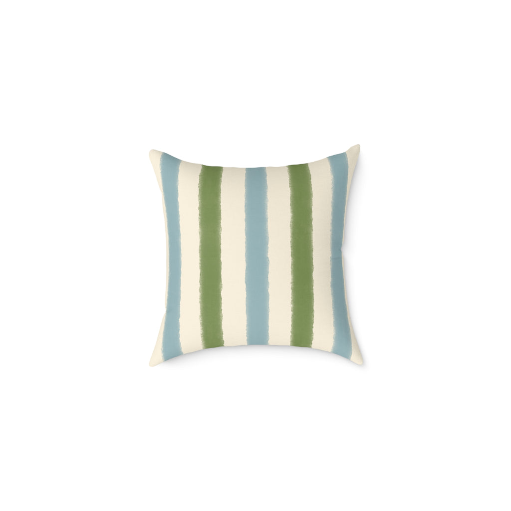 Vintage Playroom Stripe Pattern Square Pillow — Pastel Nursery Throw Cushion