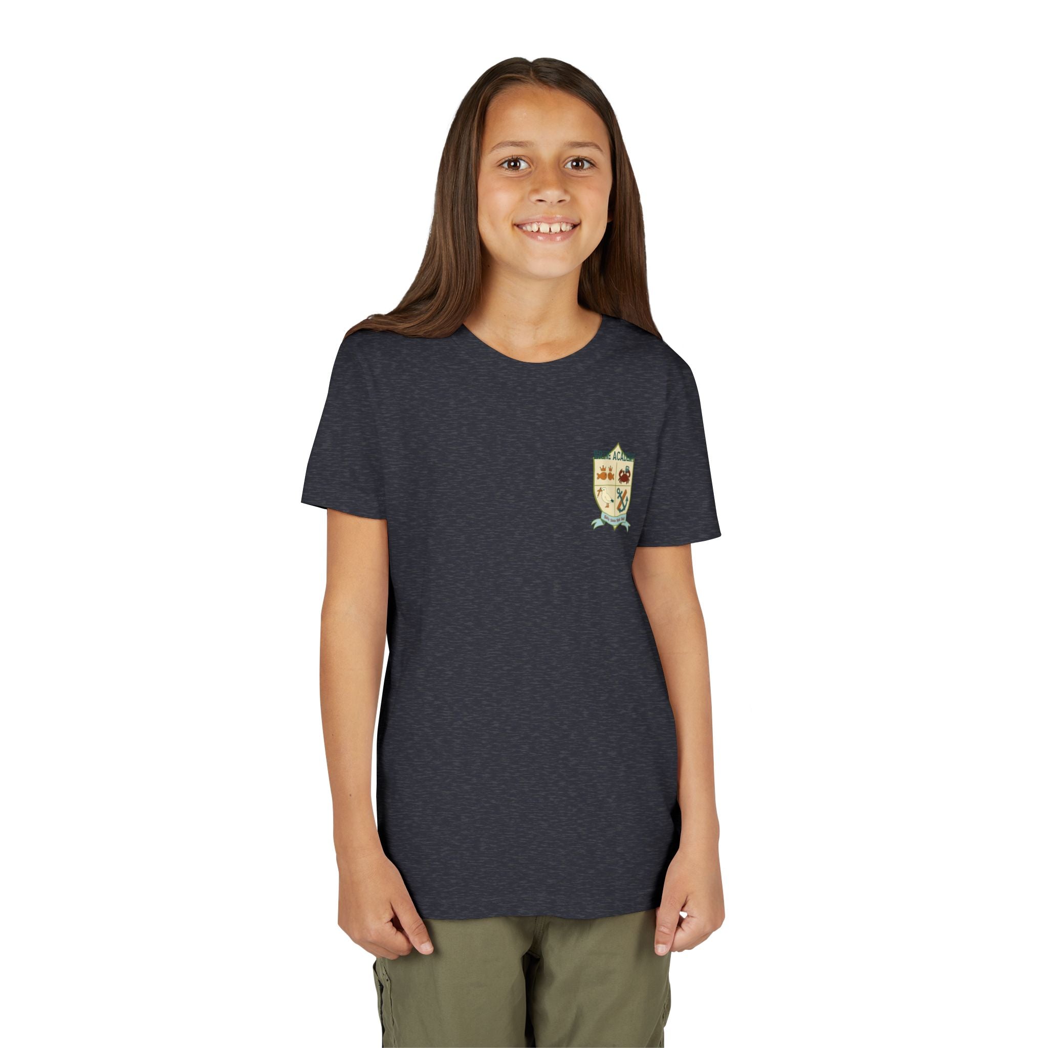 Youth Tee — "Salty Since First Bell" Brine Academy Crest School Spirit Shirt