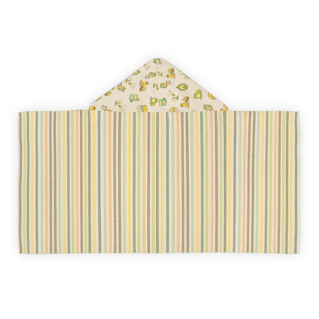 Camp Brine Spring 2026 Kids Hooded Towel — Striped Beach Wrap with icon Hood