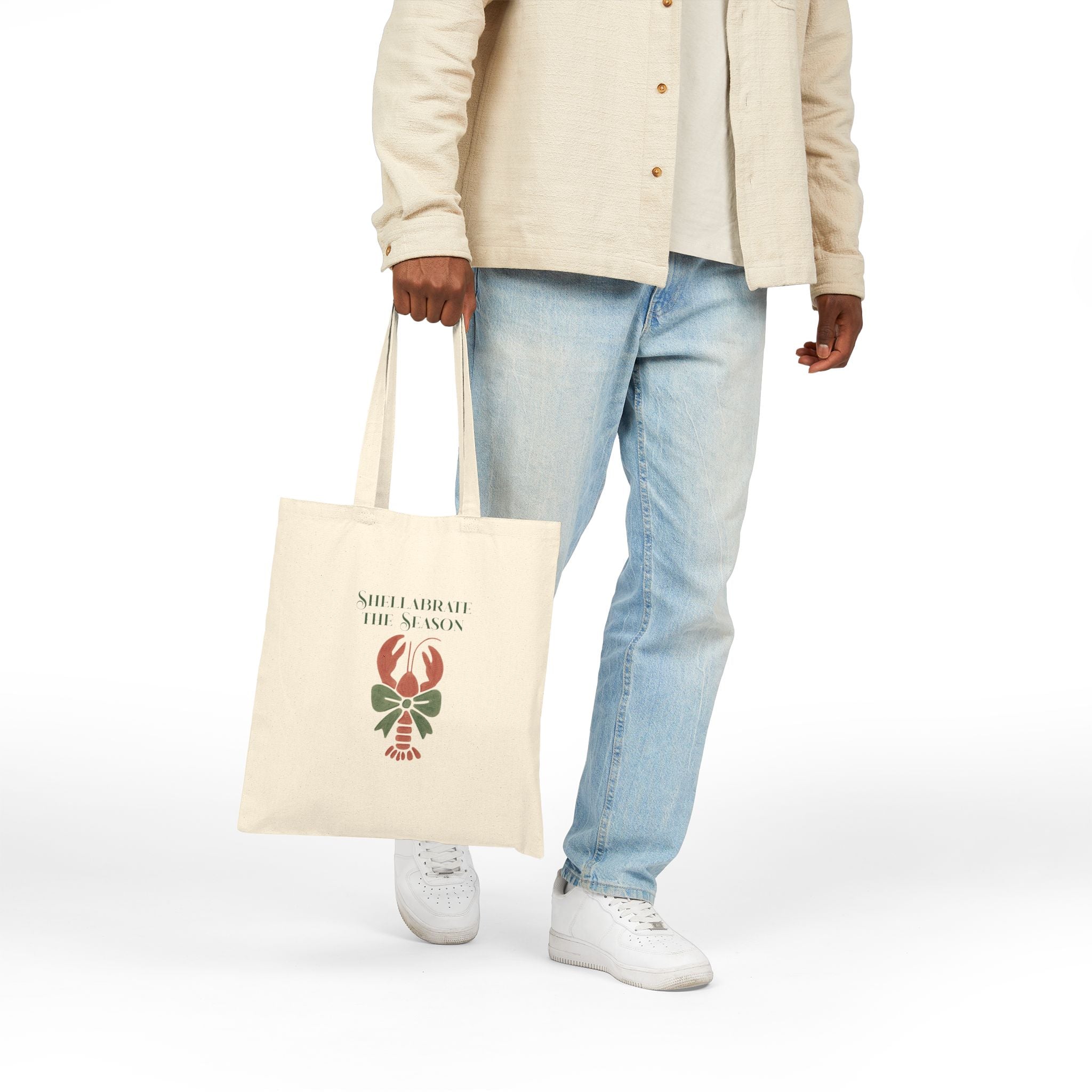 Shellabrate the Season Lobster Holiday Canvas Tote