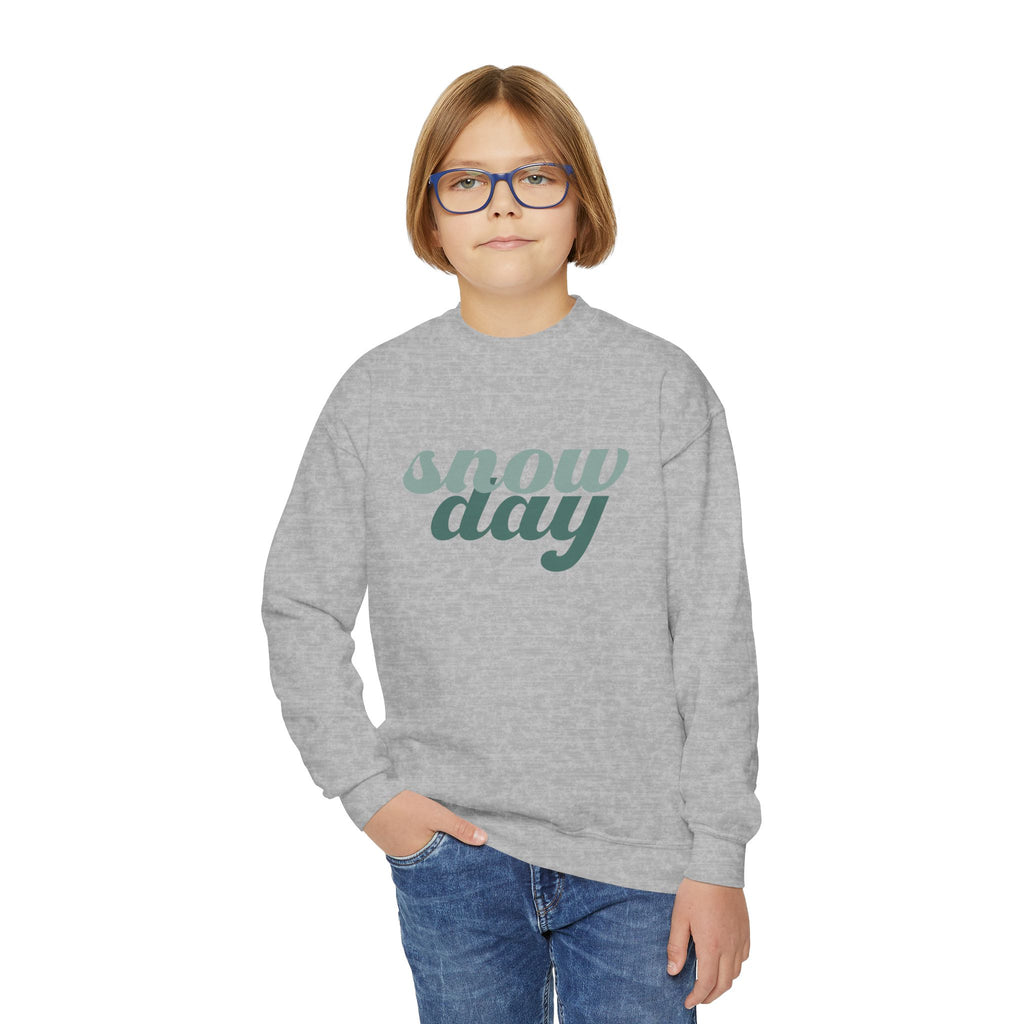 Snow Day Retro Script Youth Crewneck Sweatshirt