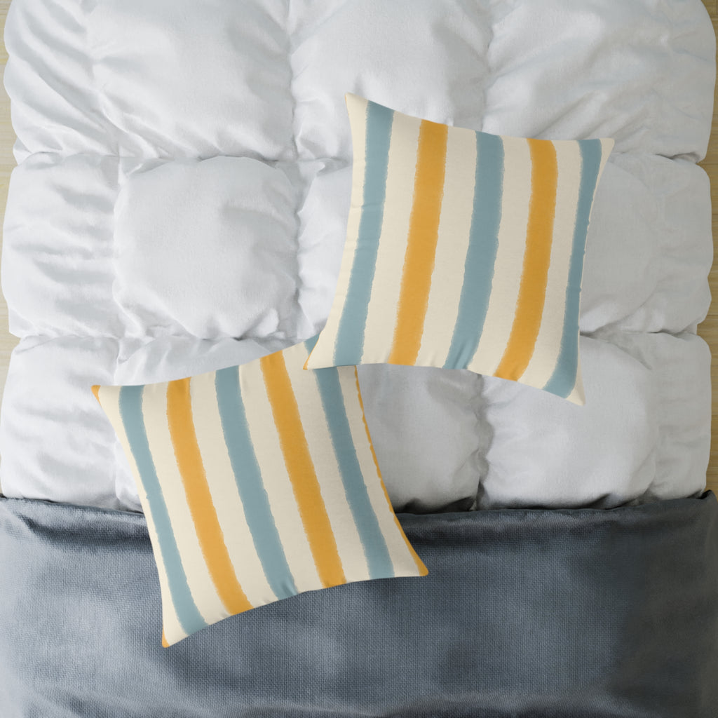 Vintage Playroom Stripe Pattern Square Pillow — Pastel Nursery Throw Cushion