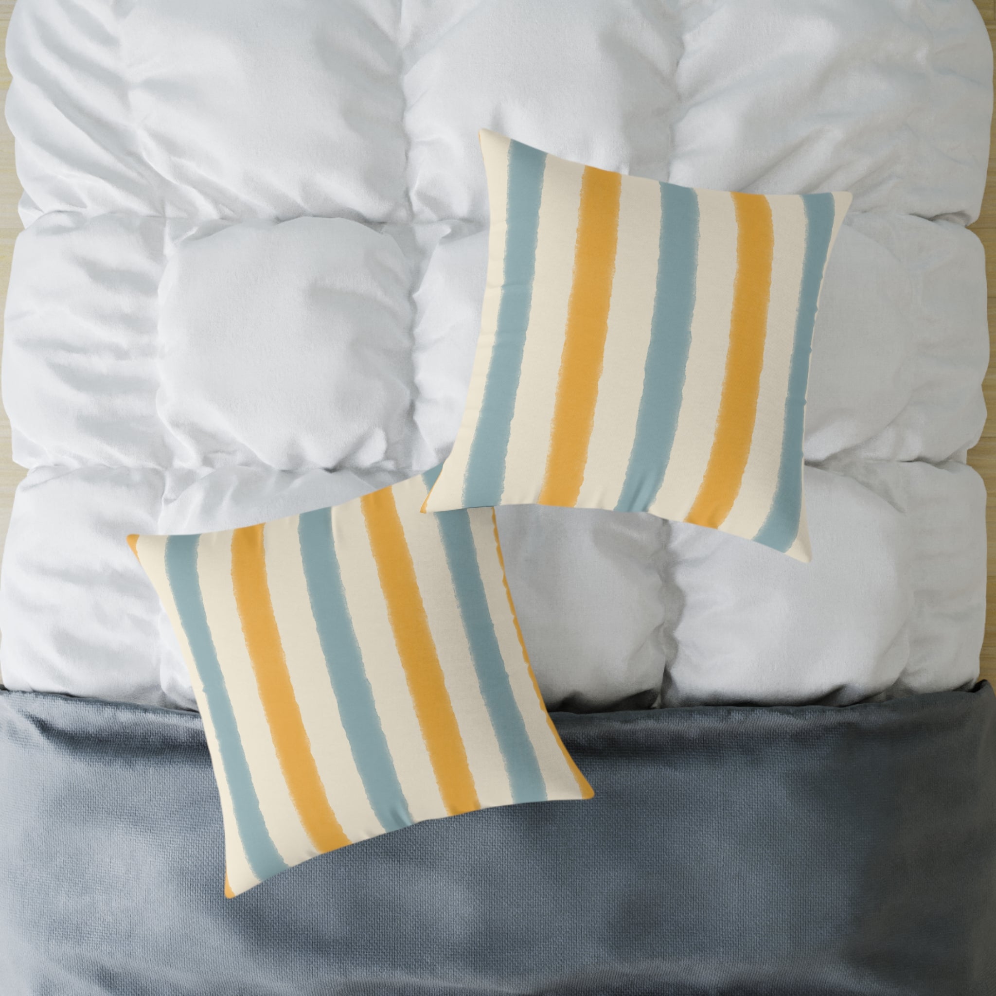 Vintage Playroom Stripe Pattern Square Pillow — Pastel Nursery Throw Cushion