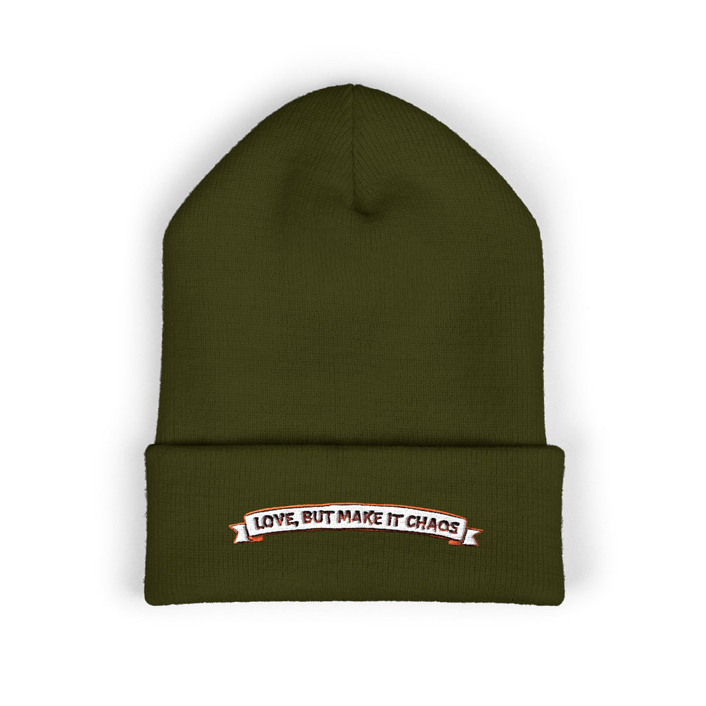 Embroidered 'Love, But Make It Chaos' Cuffed Beanie