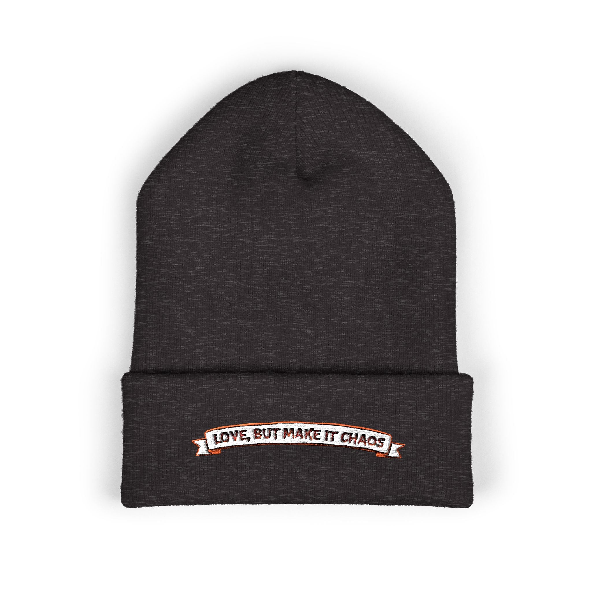 Embroidered 'Love, But Make It Chaos' Cuffed Beanie