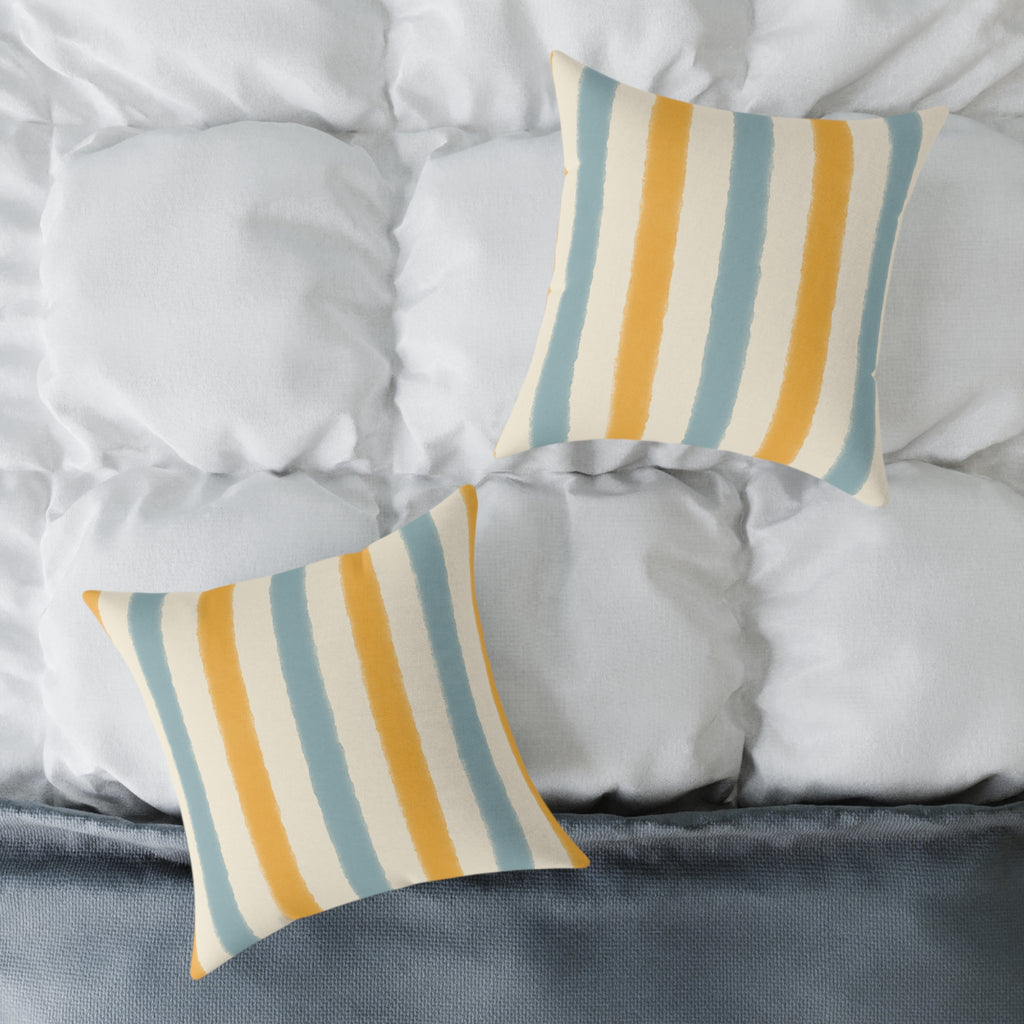 Vintage Playroom Stripe Pattern Square Pillow — Pastel Nursery Throw Cushion