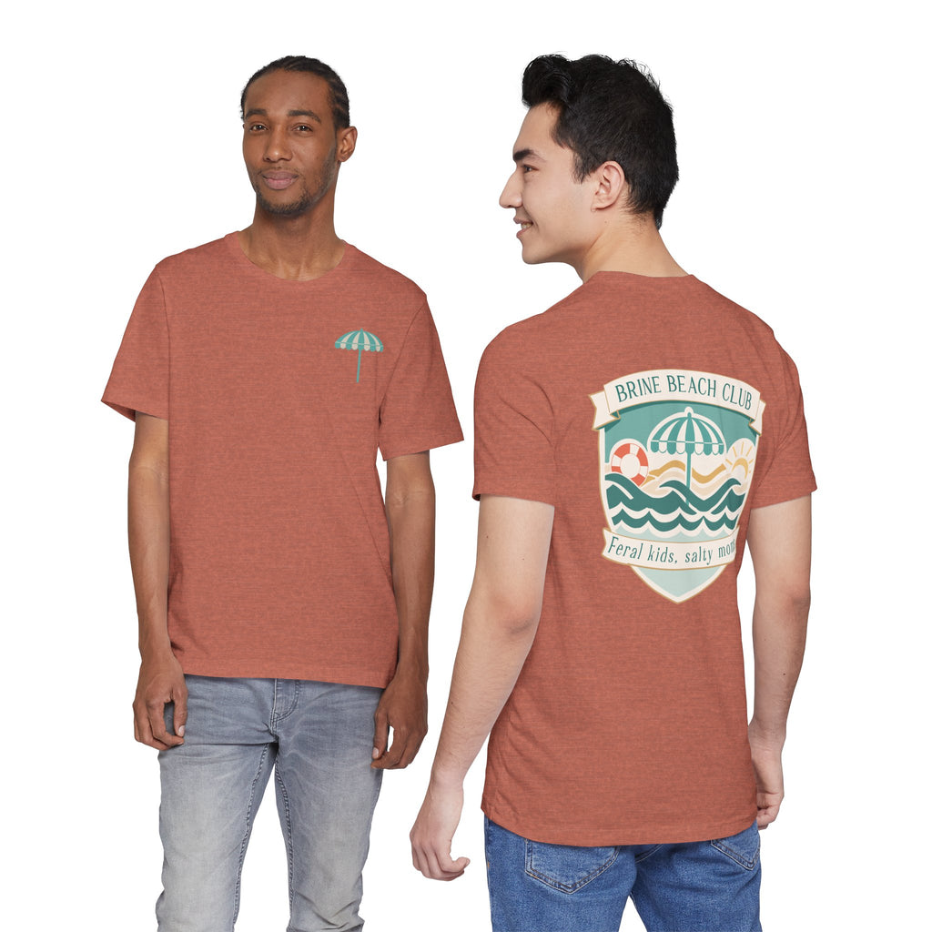 Brine Beach Club T‑Shirt — "Brine Beach Club: Feral Kids, Salty Moms" Retro Graphic Tee