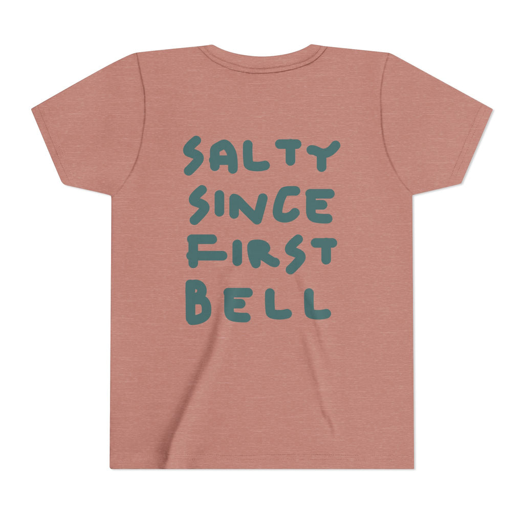 Youth Tee — "Salty Since First Bell" Brine Academy Crest School Spirit Shirt