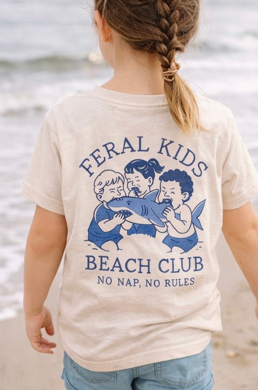 Feral Kids Beach Club Youth Tee – No Nap No Rules Kids Graphic Shirt