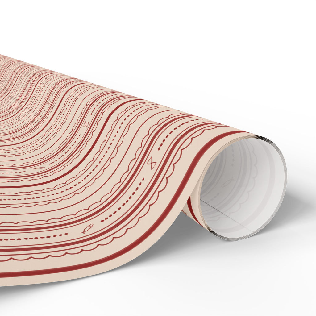 Gift Wrapping Papers Vintage Cranberry Red Stripes Scallop Italian Kitchen Icons