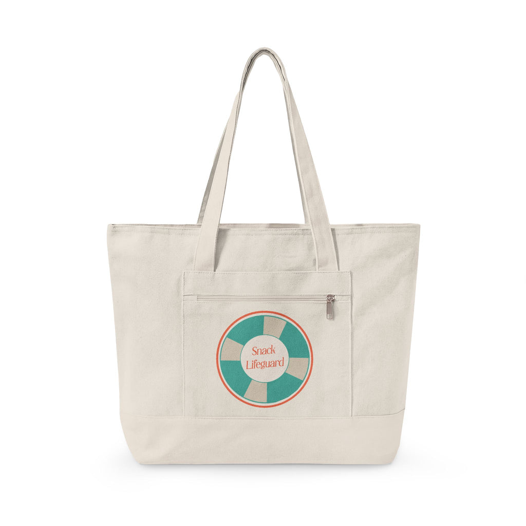 Snack Lifeguard Canvas Tote — Brine Beach Club Funny Beach Bag