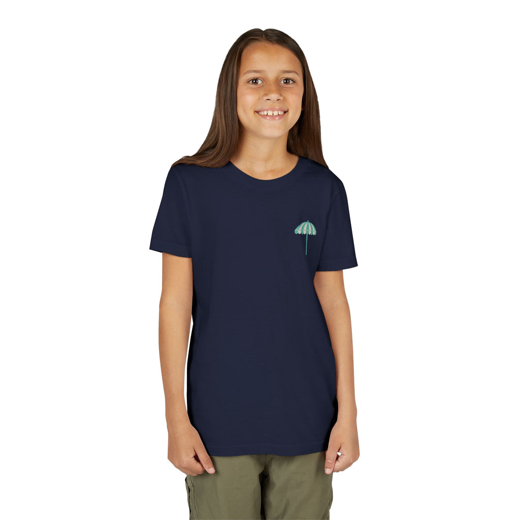 Brine Beach Club Youth Tee – ‘Feral Kids, Salty Moms’ Umbrella Beach T‑Shirt