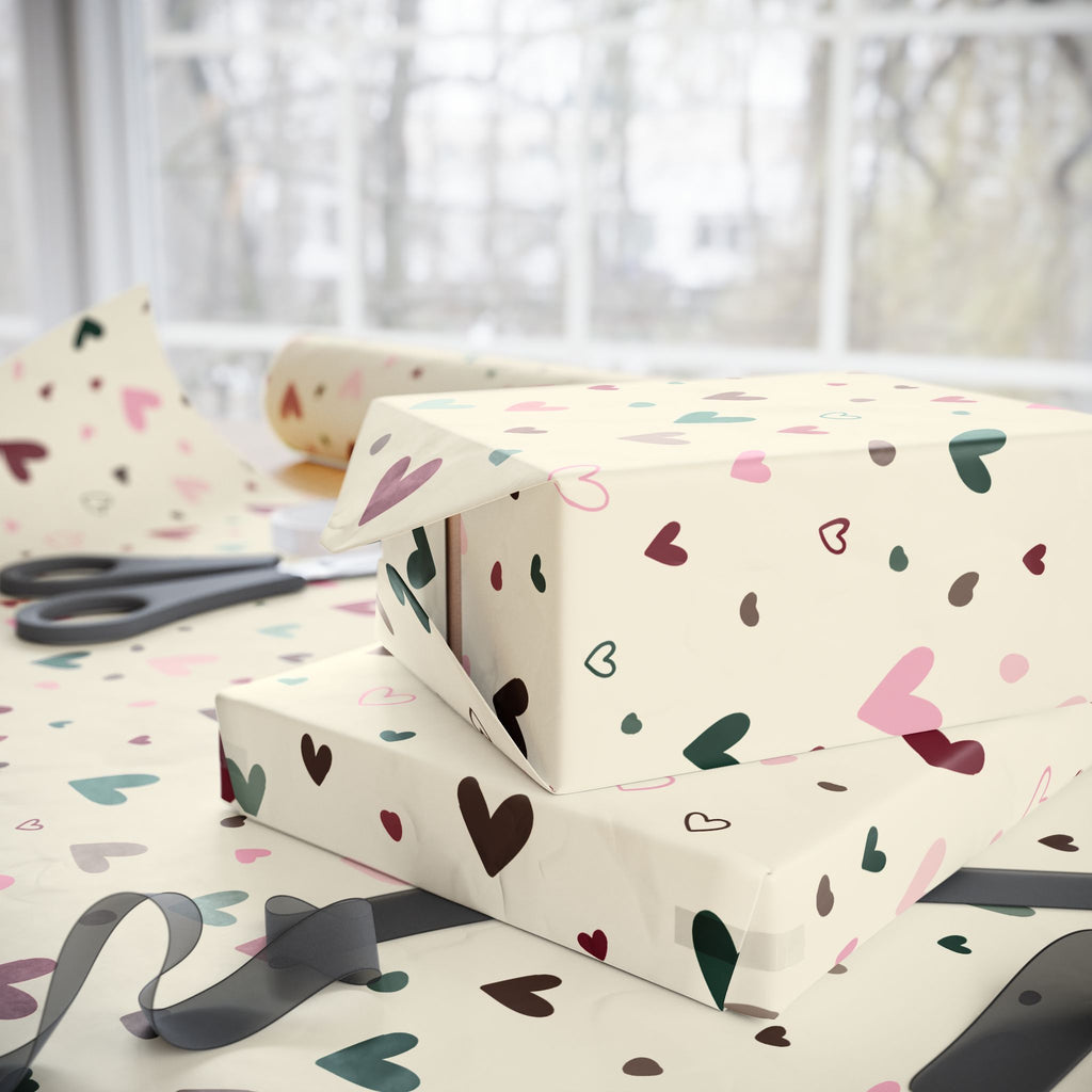 Heart Confetti Wrapping Paper Roll — Romantic Valentine’s Gift Wrap