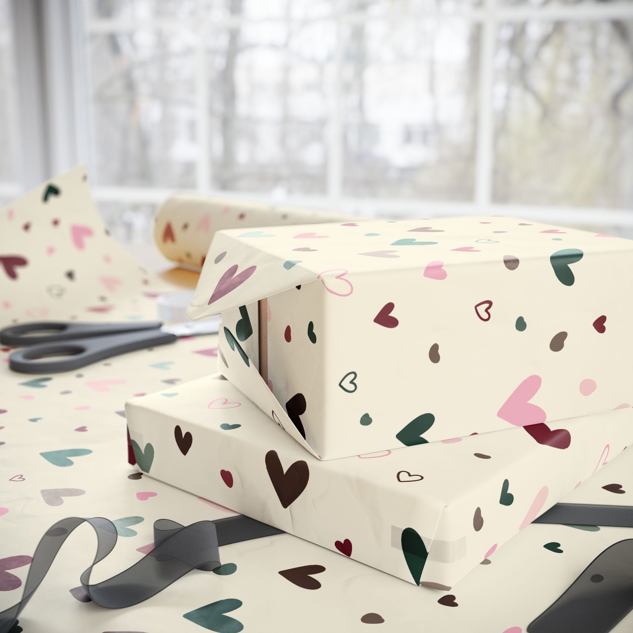 Heart Confetti Wrapping Paper Roll — Romantic Valentine’s Gift Wrap