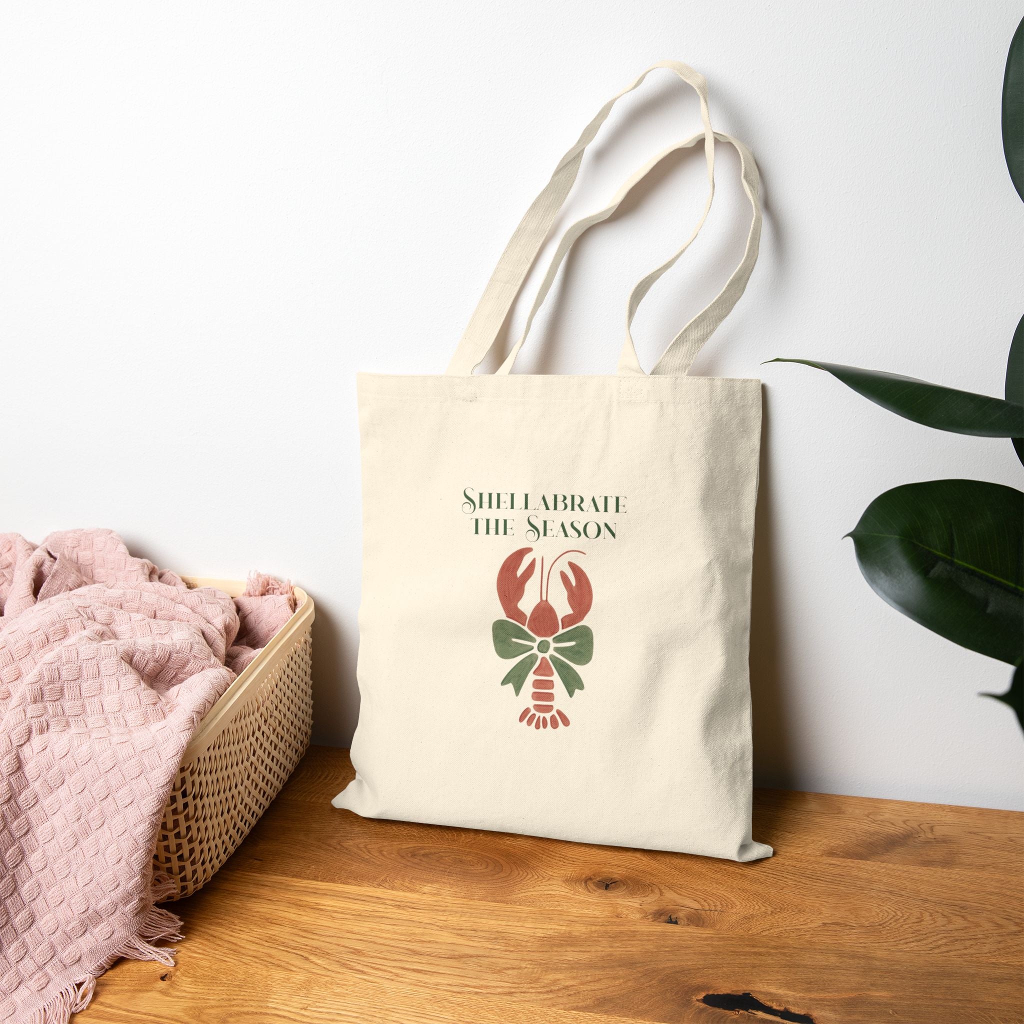 Shellabrate the Season Lobster Holiday Canvas Tote