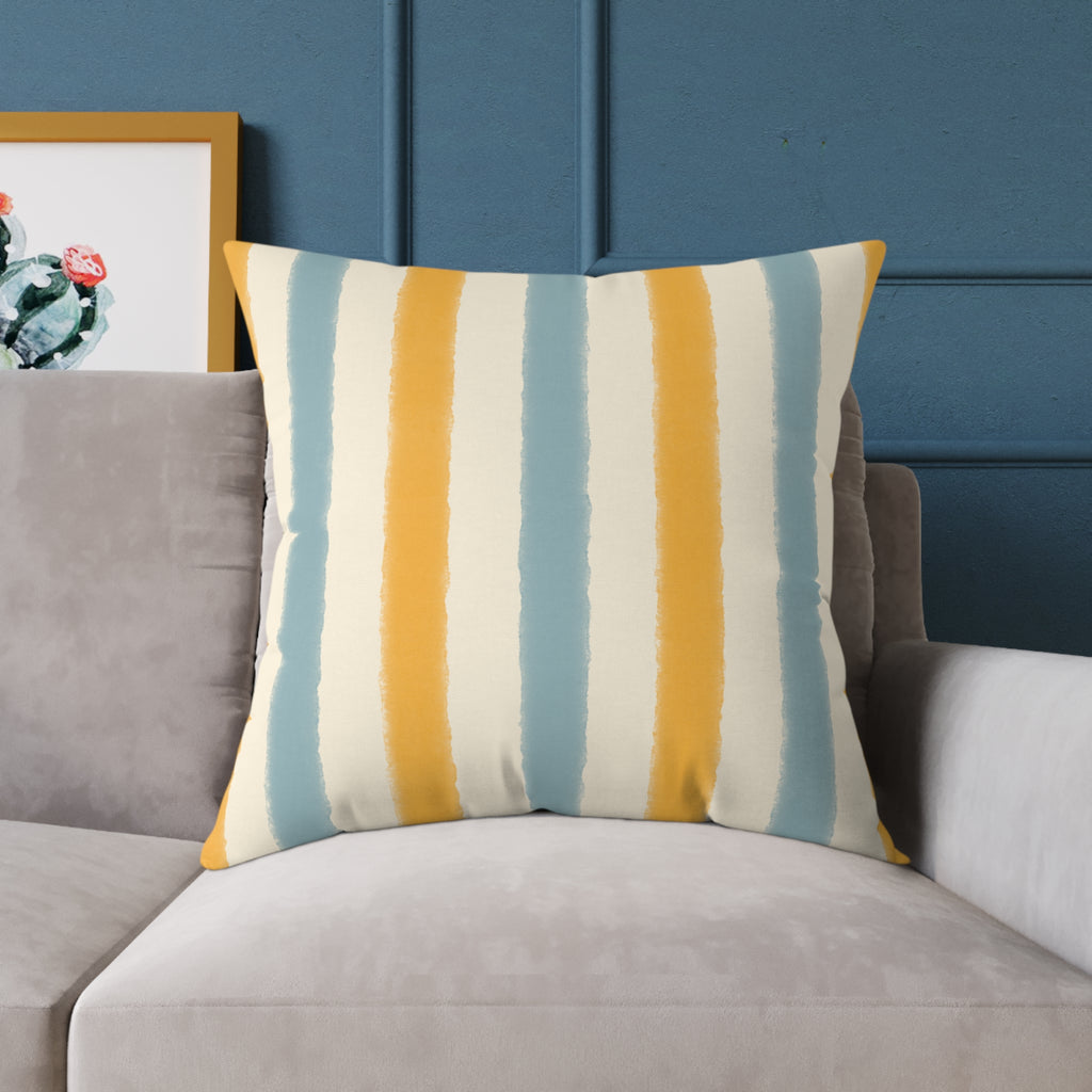 Vintage Playroom Stripe Pattern Square Pillow — Pastel Nursery Throw Cushion