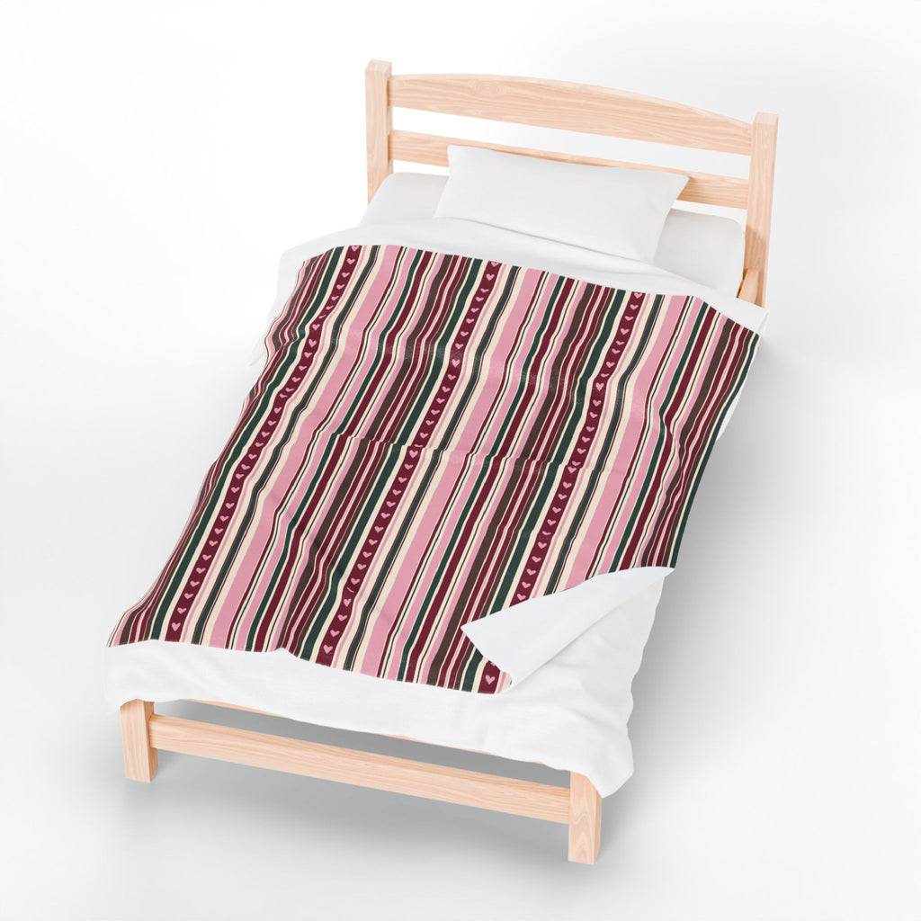 Valentine’s Day Striped Velveteen Plush Blanket