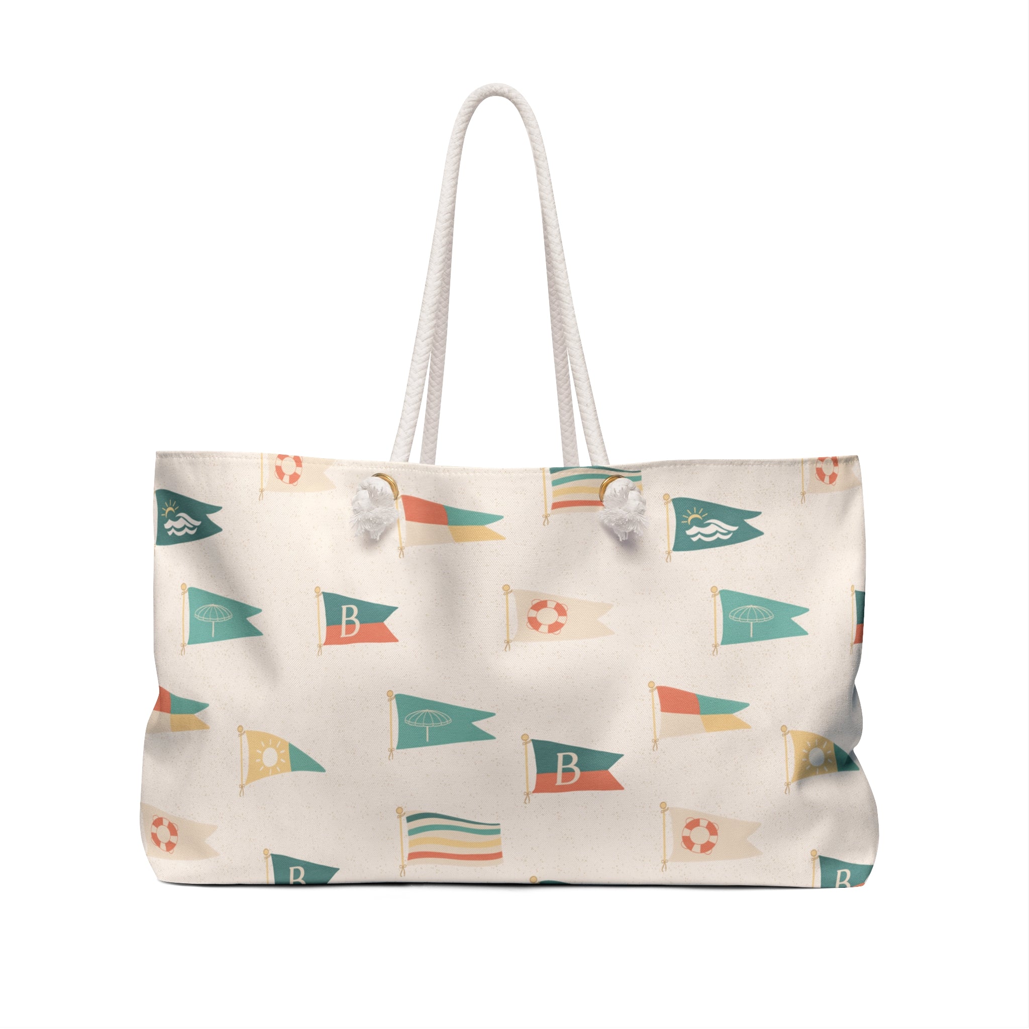 Nautical Pennant Pattern Weekender Bag – Vintage Beach Tote