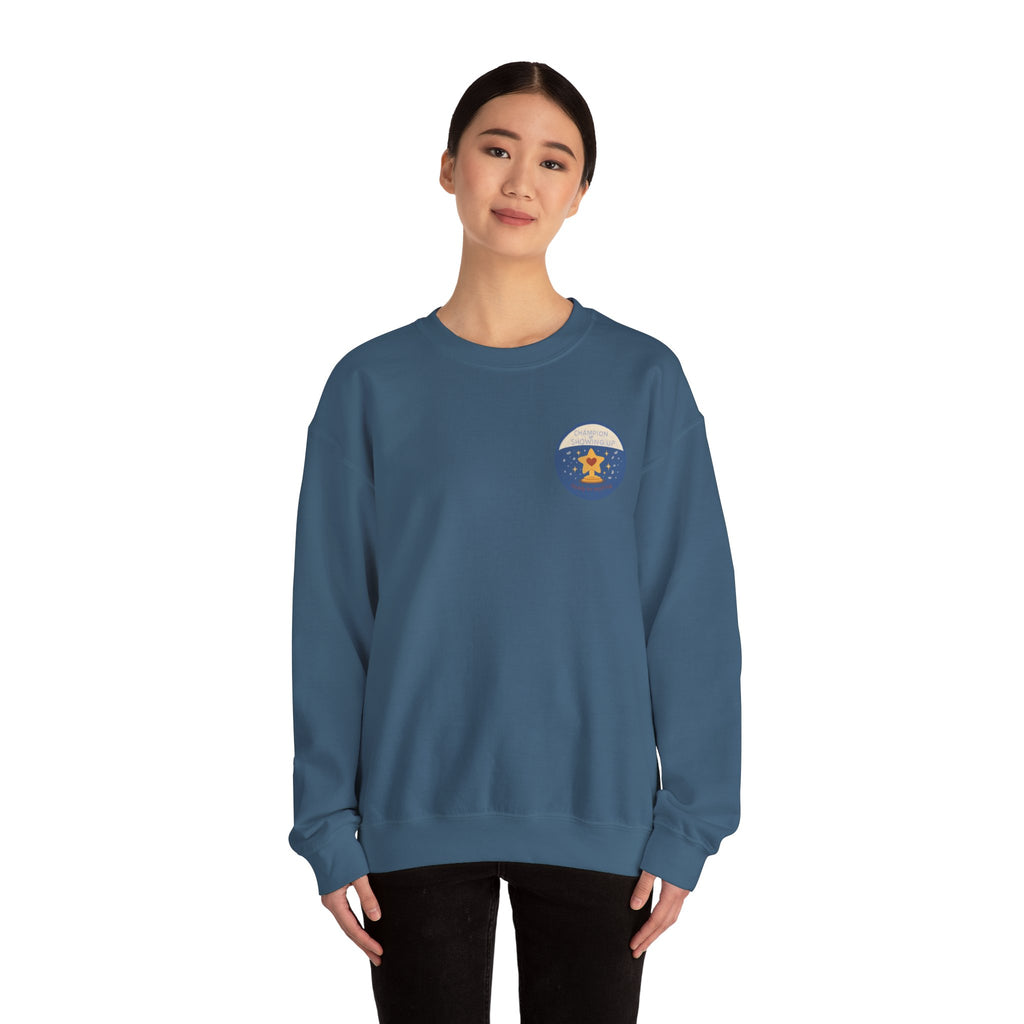 Champion of Showing Up Mom Merit Badge Sweatshirt