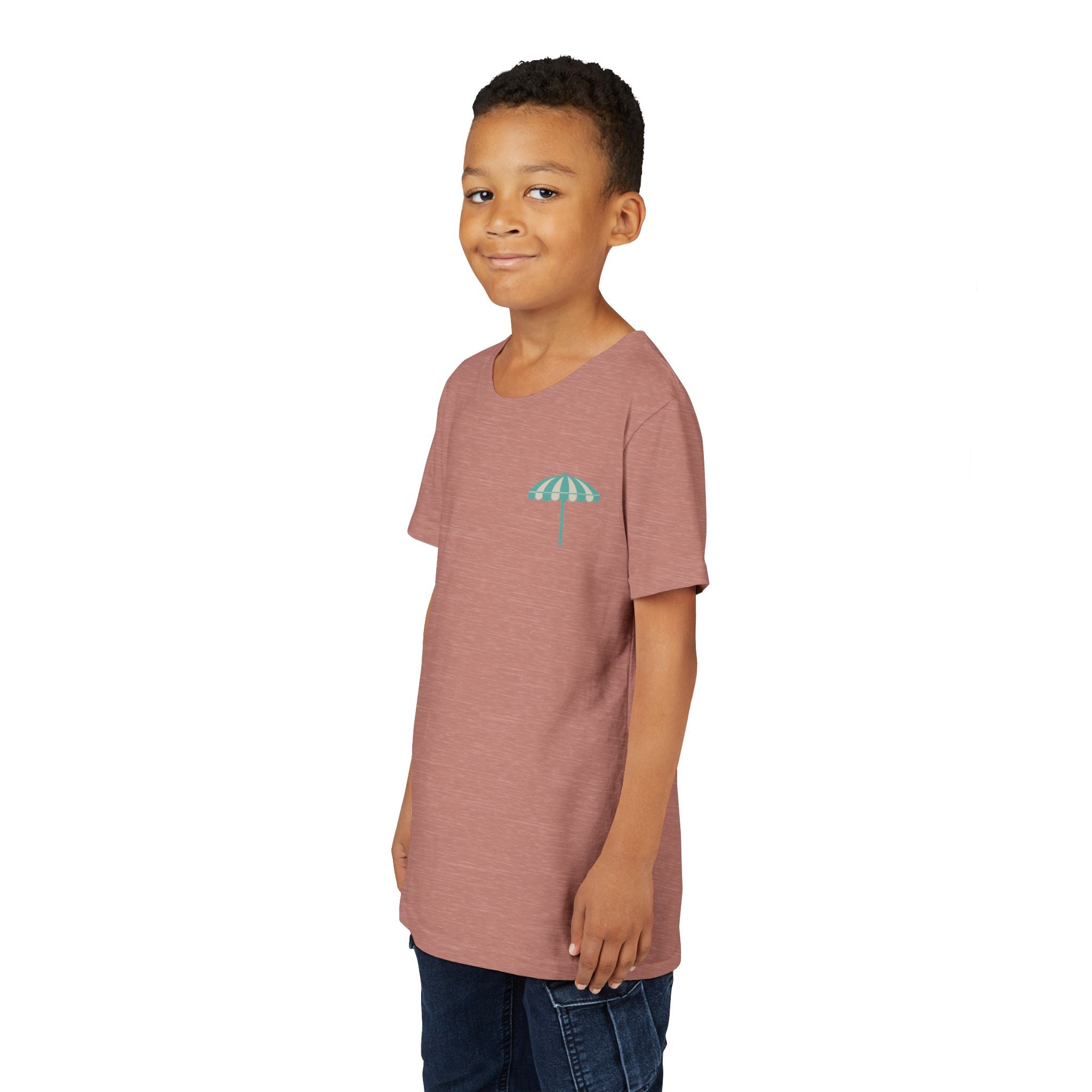 Brine Beach Club Youth Tee – ‘Feral Kids, Salty Moms’ Umbrella Beach T‑Shirt