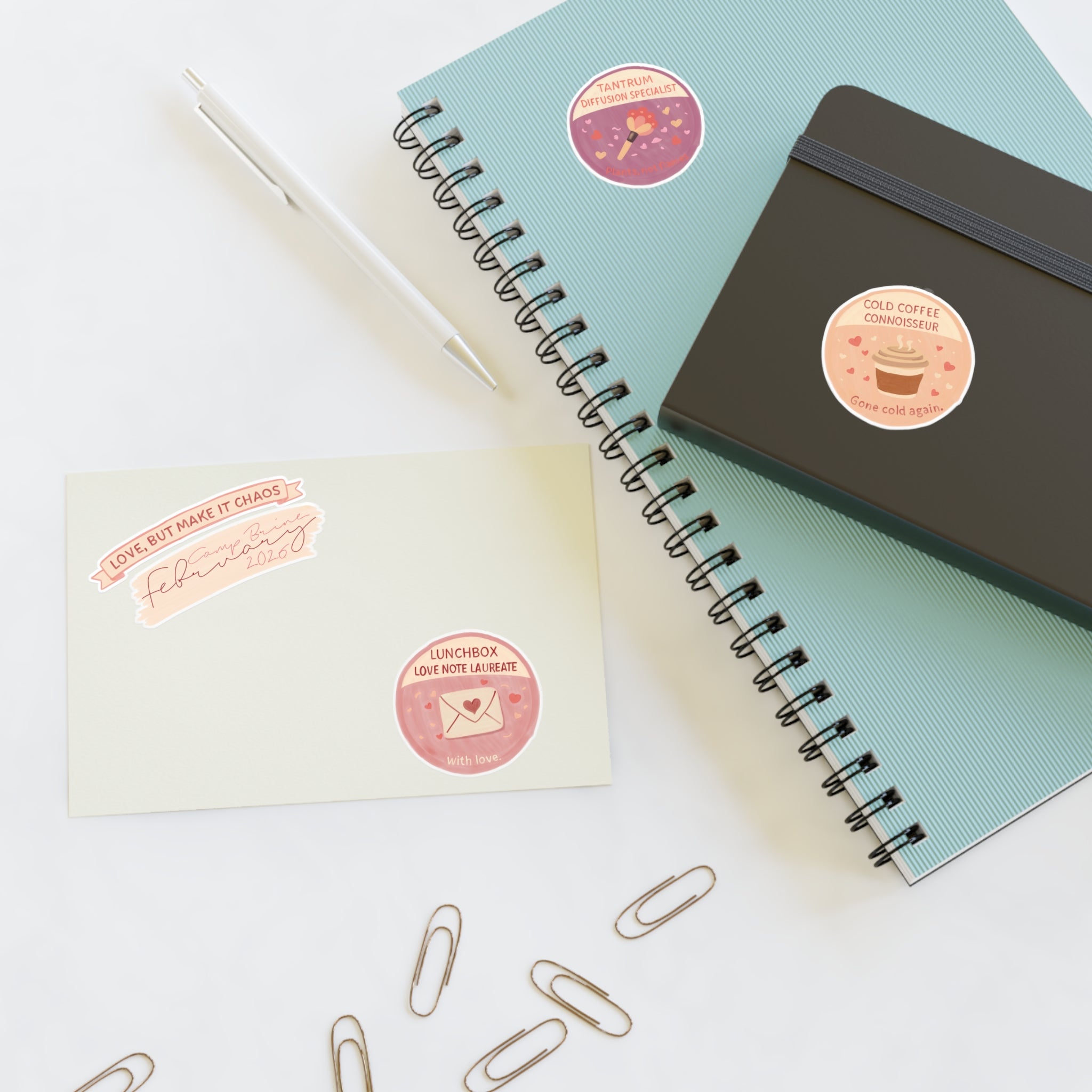 Playful Self-Care Sticker Sheet — ‘Love, But Make It Chaos’ Valentine Badge Stickers