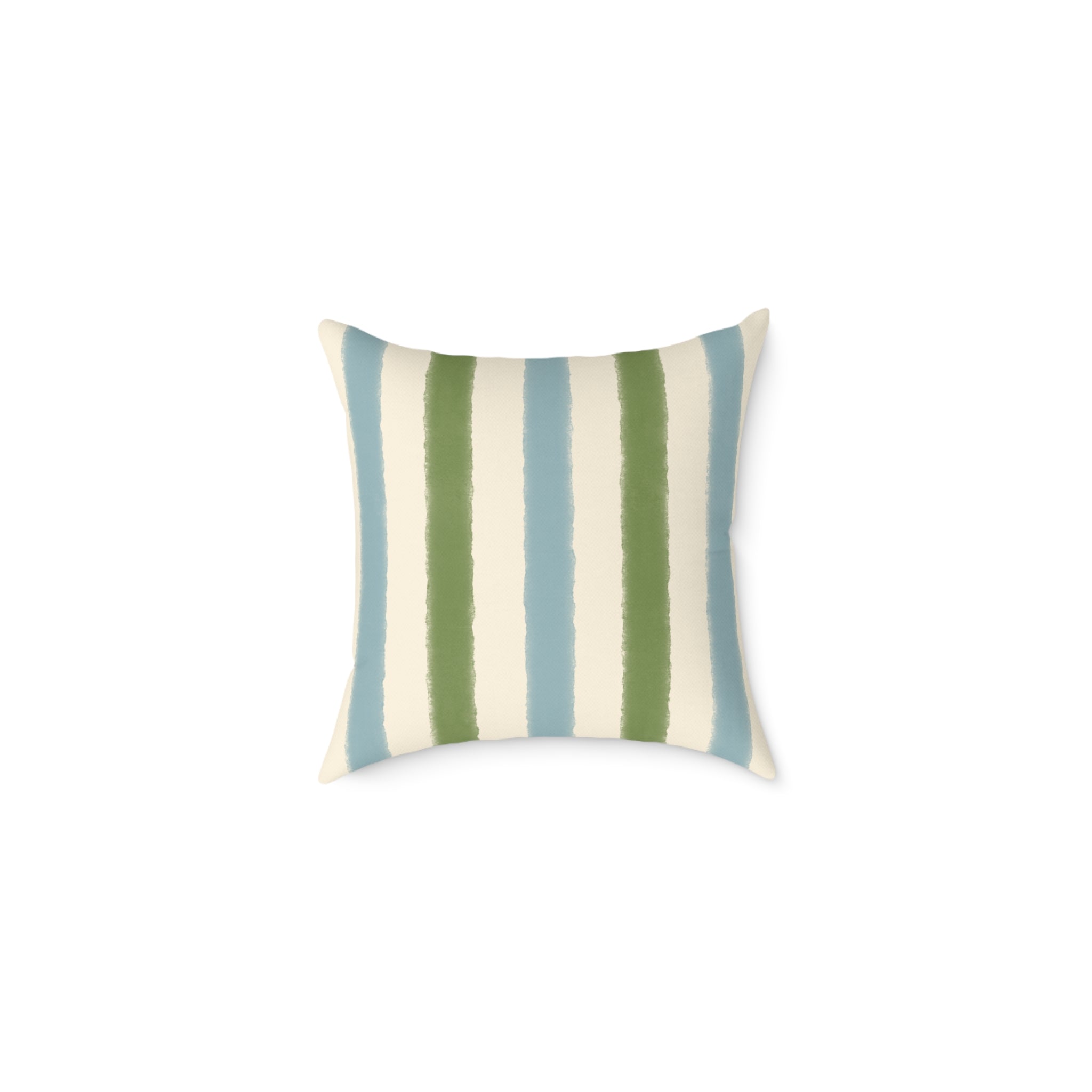 Vintage Playroom Stripe Pattern Square Pillow — Pastel Nursery Throw Cushion