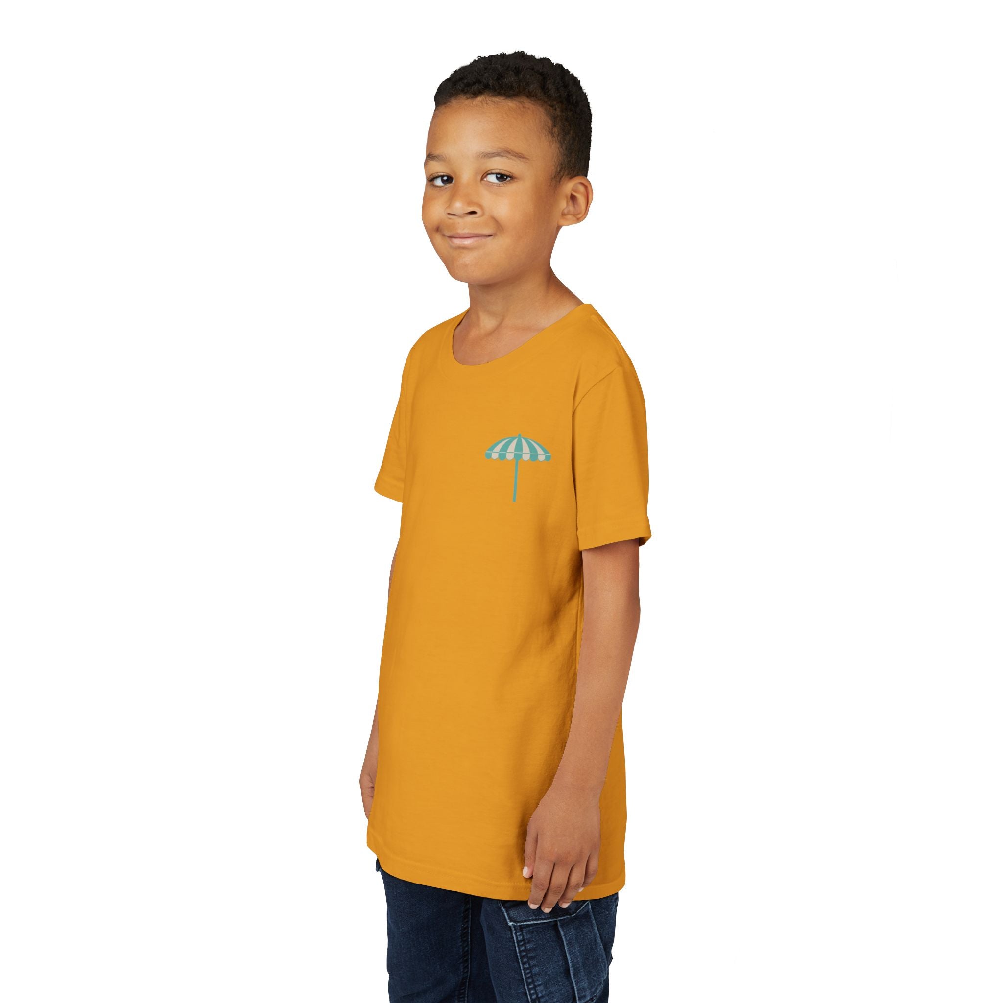 Brine Beach Club Youth Tee – ‘Feral Kids, Salty Moms’ Umbrella Beach T‑Shirt