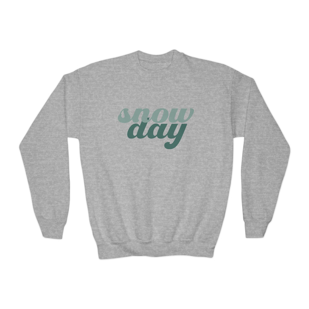 Snow Day Retro Script Youth Crewneck Sweatshirt