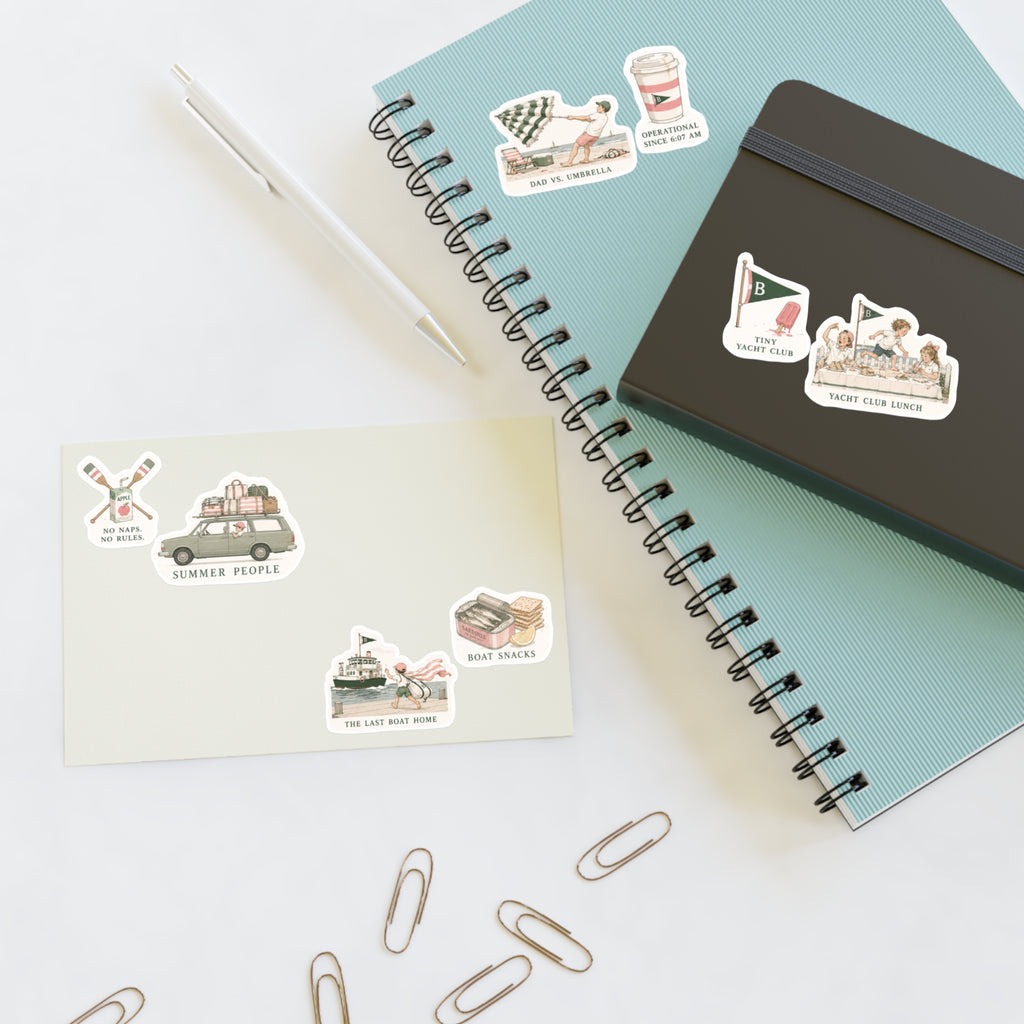 Summer People Sticker Sheet — Vintage Yacht Club Scenes