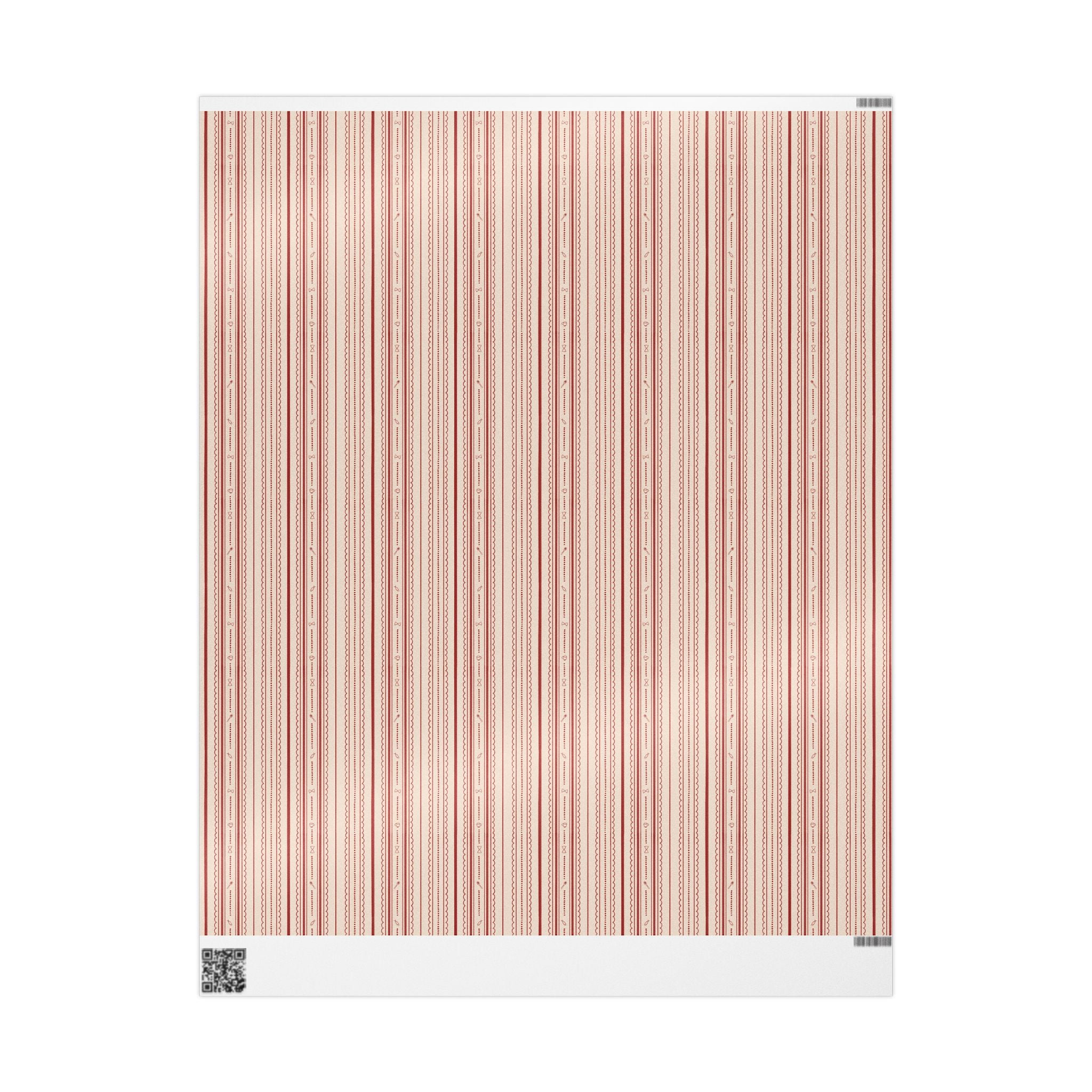 Gift Wrapping Papers Vintage Cranberry Red Stripes Scallop Italian Kitchen Icons