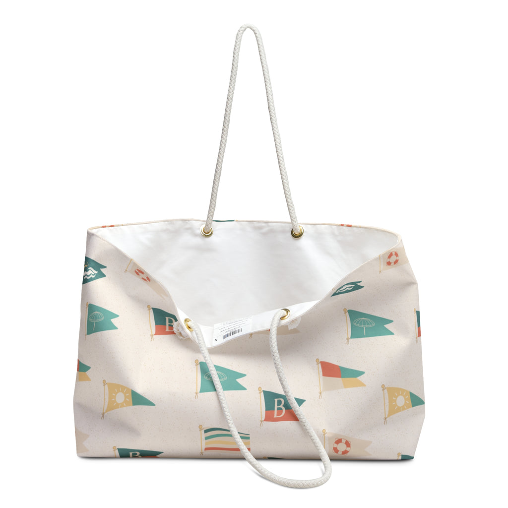 Nautical Pennant Pattern Weekender Bag – Vintage Beach Tote