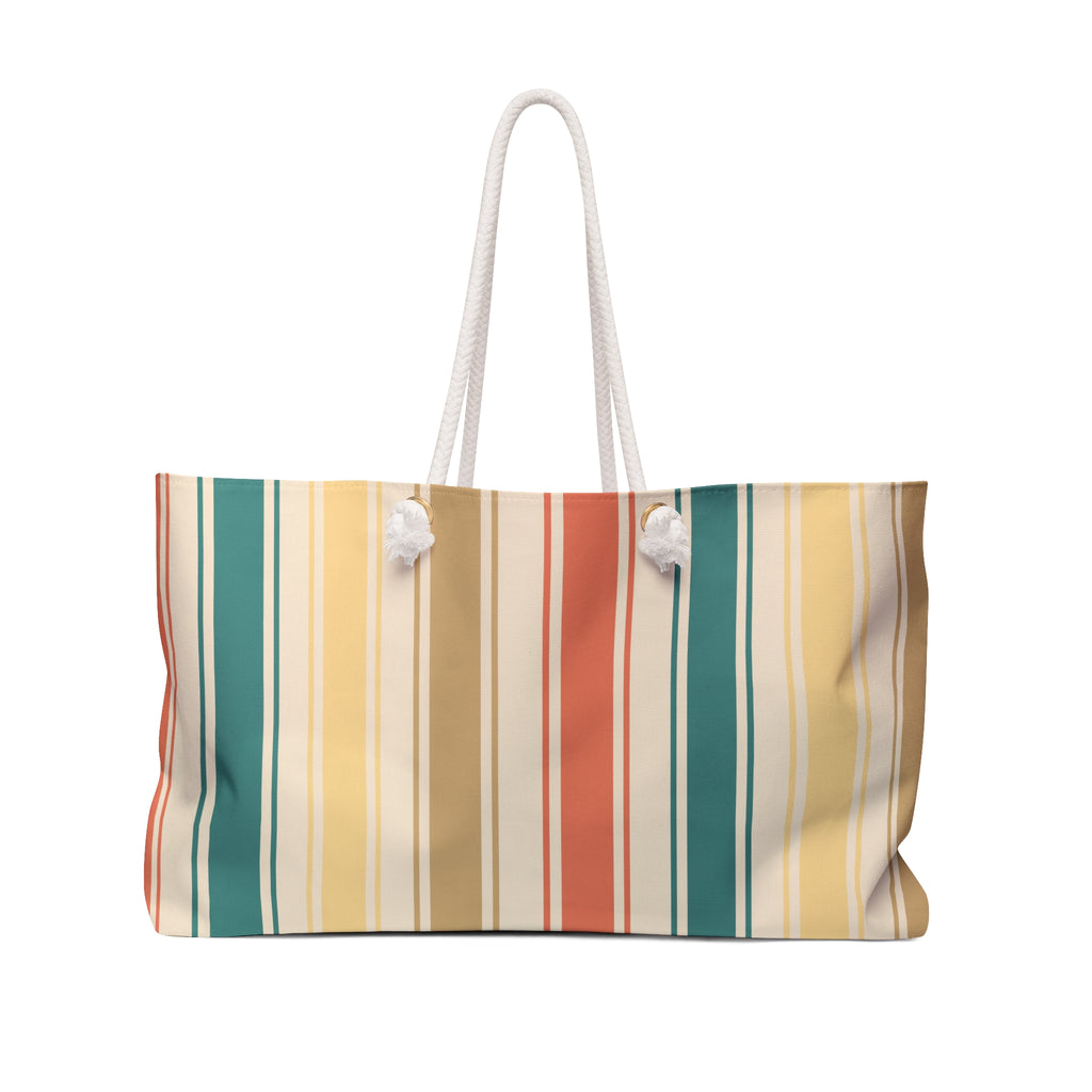 Weekender Bag — Brine Beach Club Cabana Stripe Tote with Rope Handles