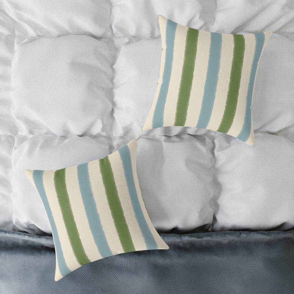 Vintage Playroom Stripe Pattern Square Pillow — Pastel Nursery Throw Cushion